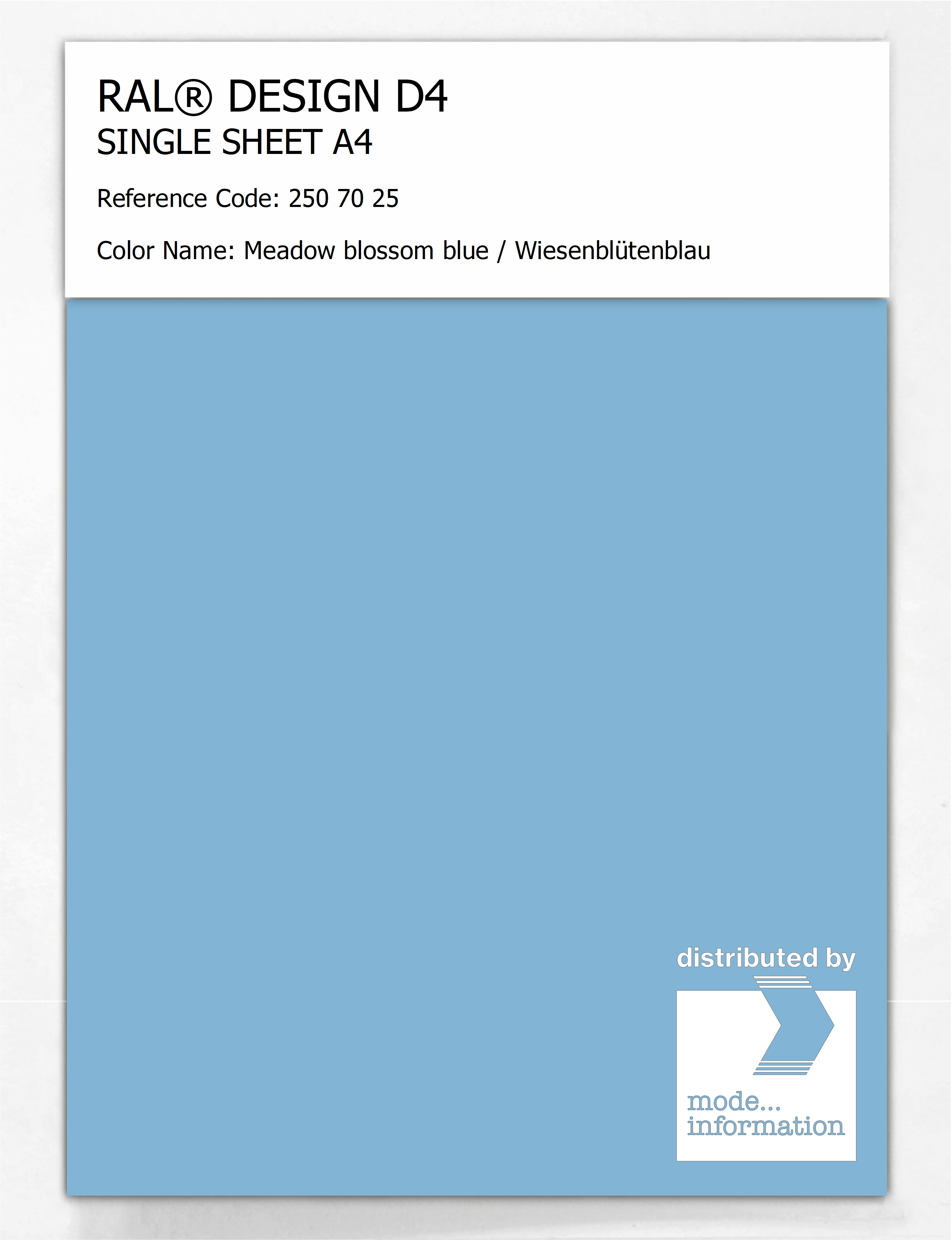 Artikelbild 1 des Artikels “RAL® DESIGN D4 SINGLE SHEET A4 250 70 25 Meadow blossom blue / Wiesenblütenblau “