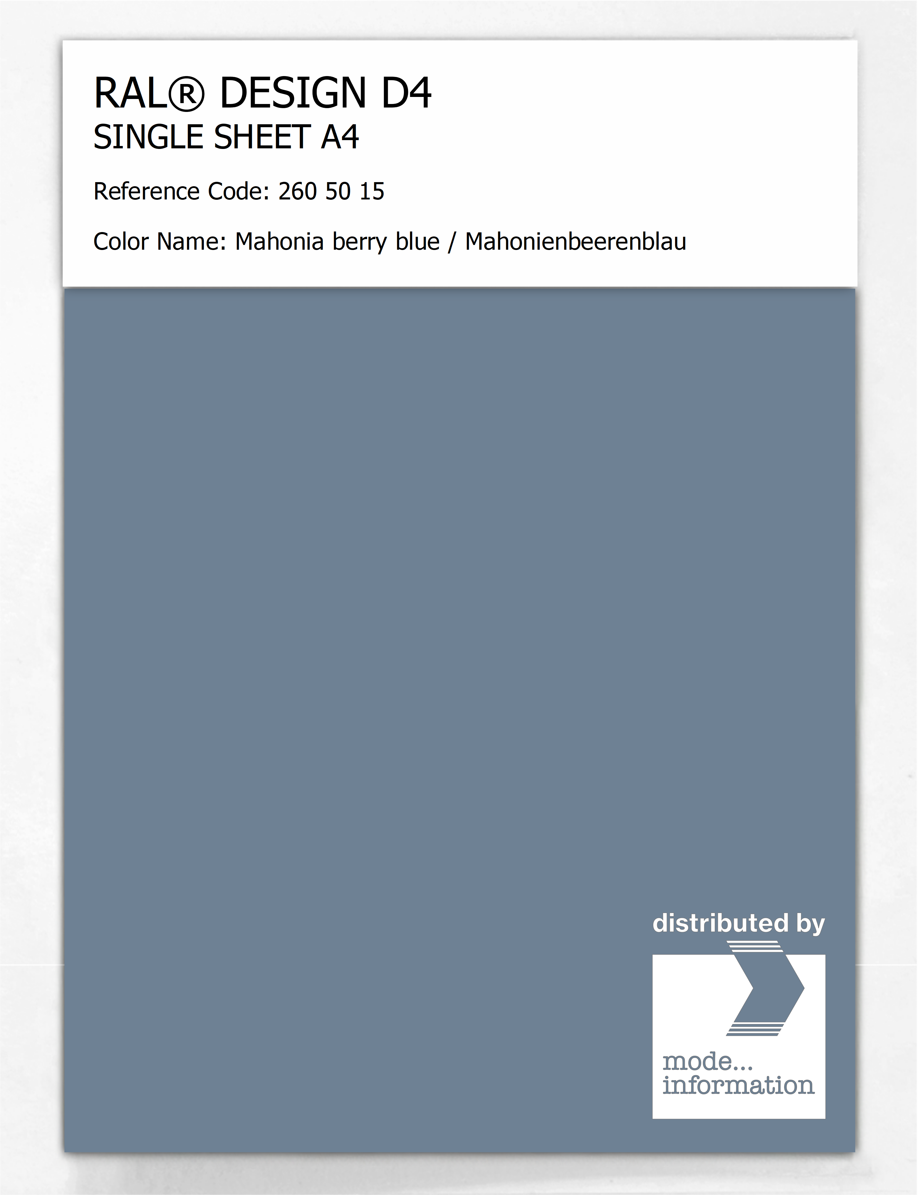 Artikelbild 1 des Artikels “RAL® DESIGN D4 SINGLE SHEET A4 260 50 15 Mahonia berry blue / Mahonienbeerenblau “