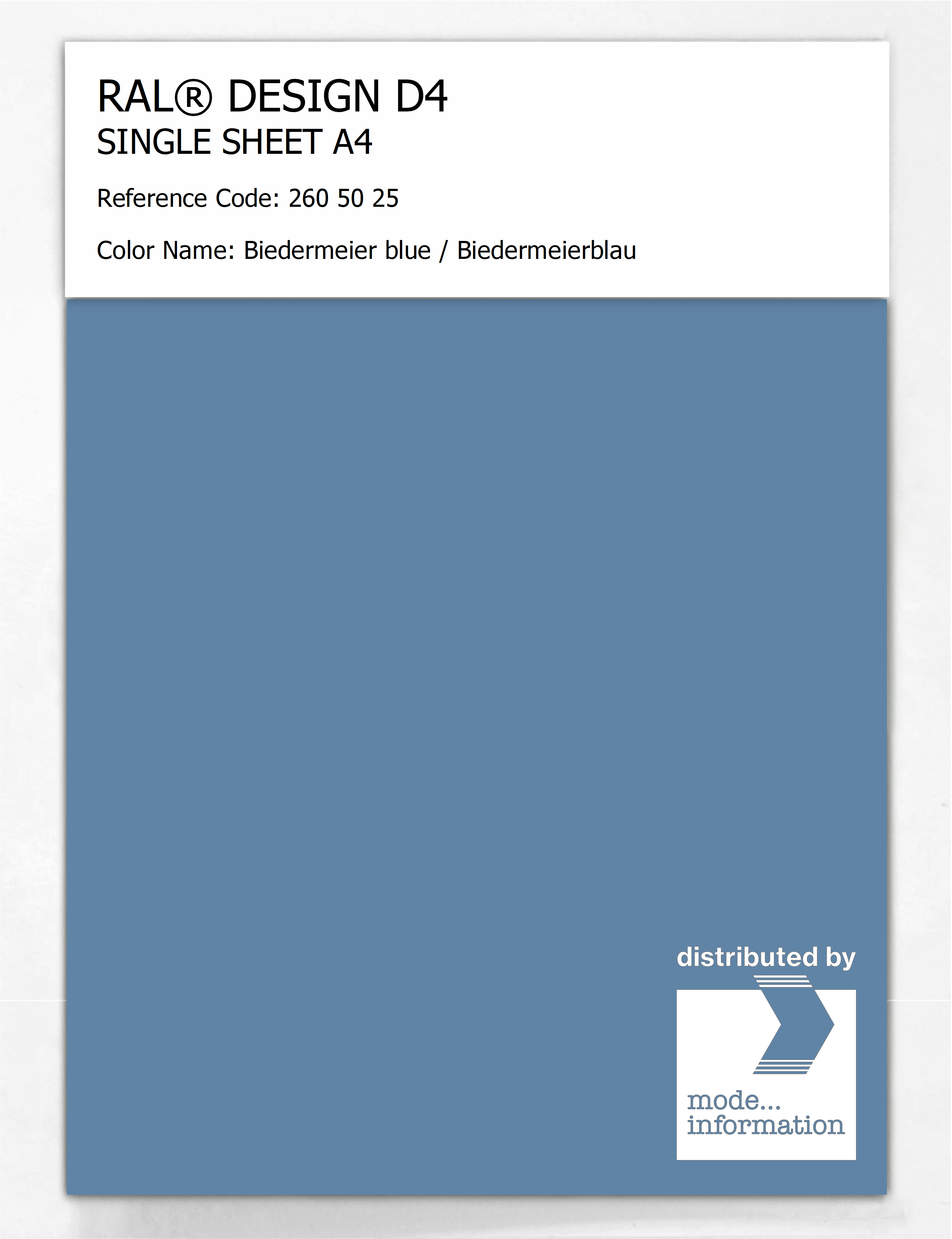 Artikelbild 1 des Artikels “RAL® DESIGN D4 SINGLE SHEET A4 260 50 25 Biedermeier blue / Biedermeierblau “