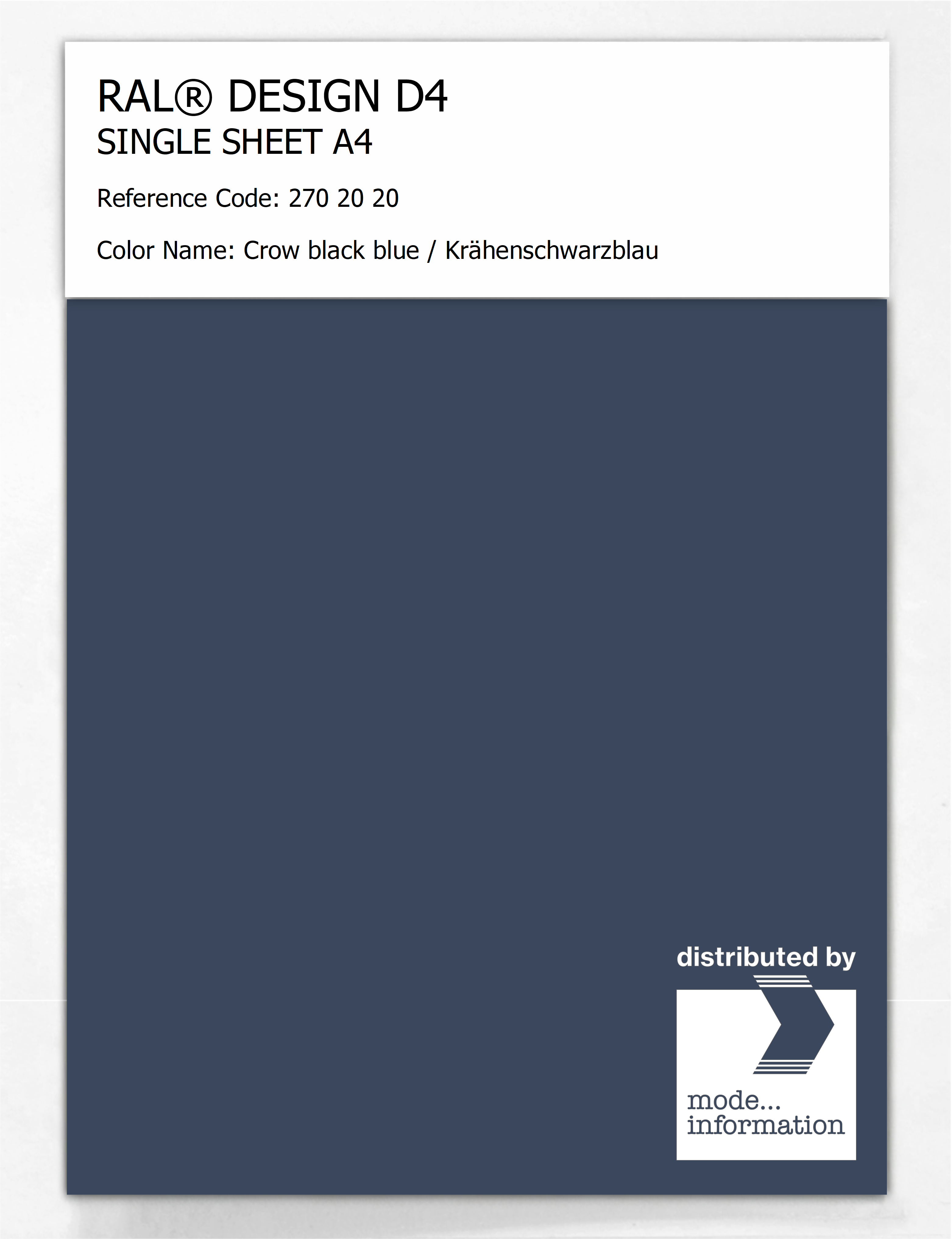 Artikelbild 1 des Artikels “RAL® DESIGN D4 SINGLE SHEET A4 270 20 20 Crow black blue / Krähenschwarzblau “