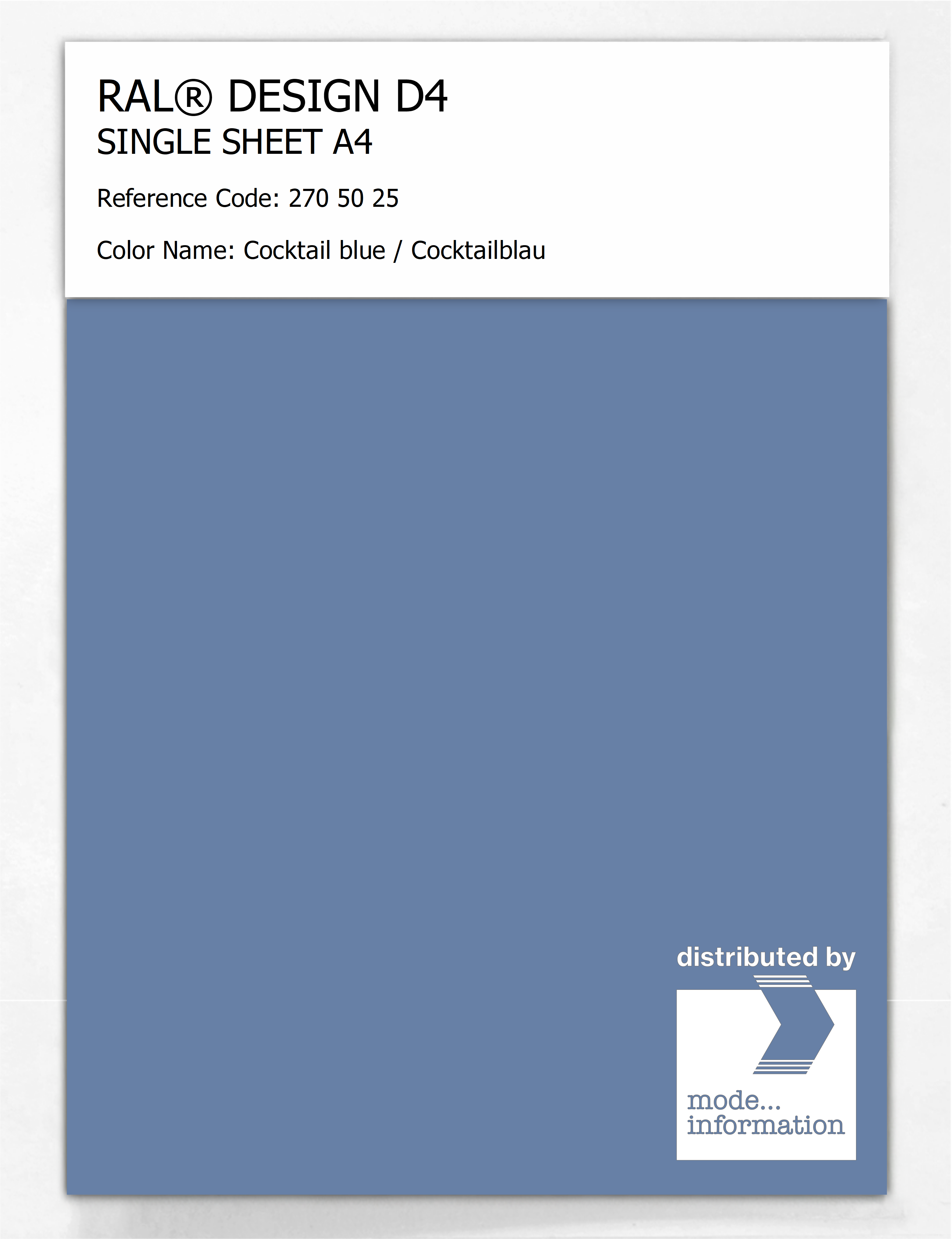 Artikelbild 1 des Artikels “RAL® DESIGN D4 SINGLE SHEET A4 270 50 25 Cocktail blue / Cocktailblau “