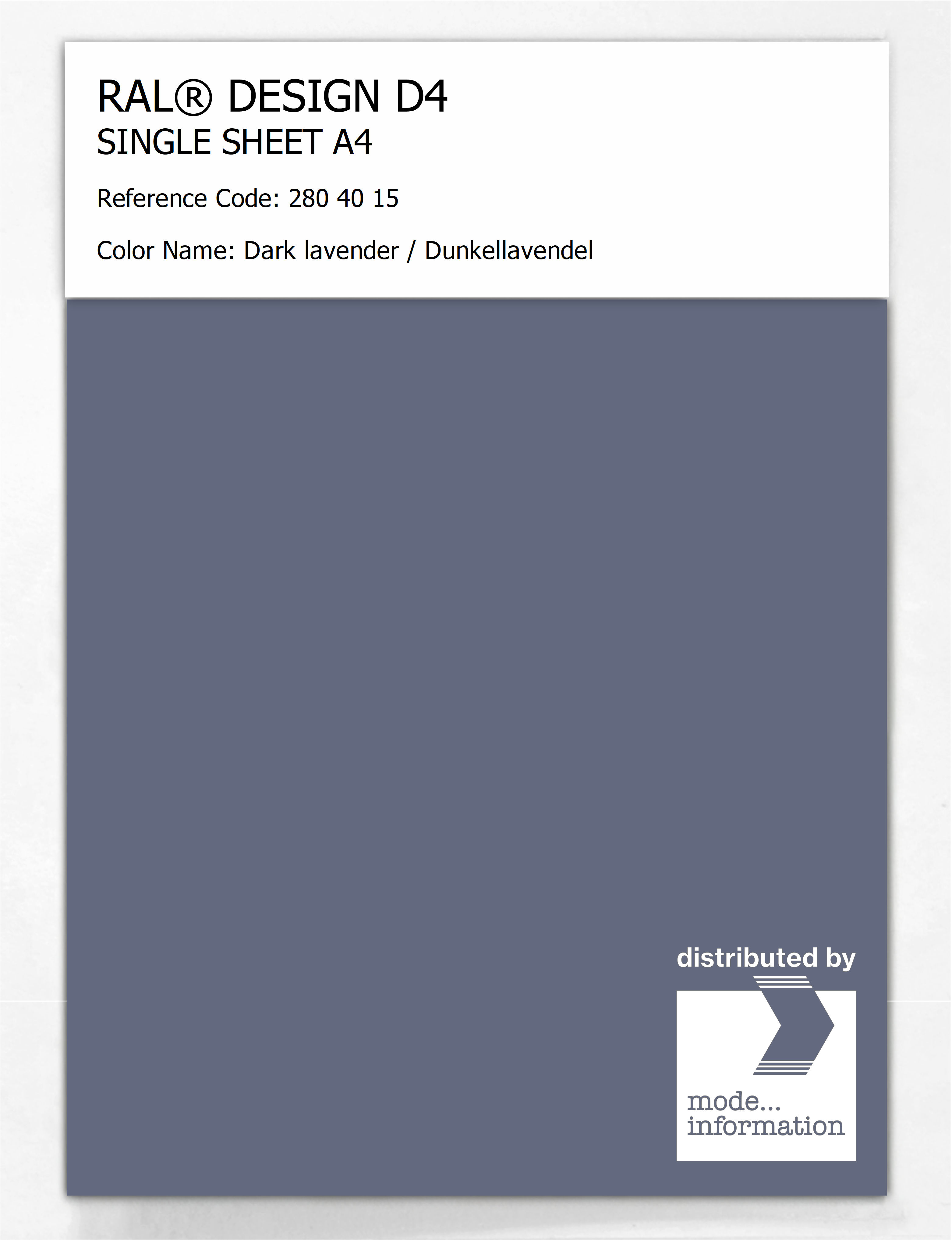 Artikelbild 1 des Artikels “RAL® DESIGN D4 SINGLE SHEET A4 280 40 15 Dark lavender / Dunkellavendel “