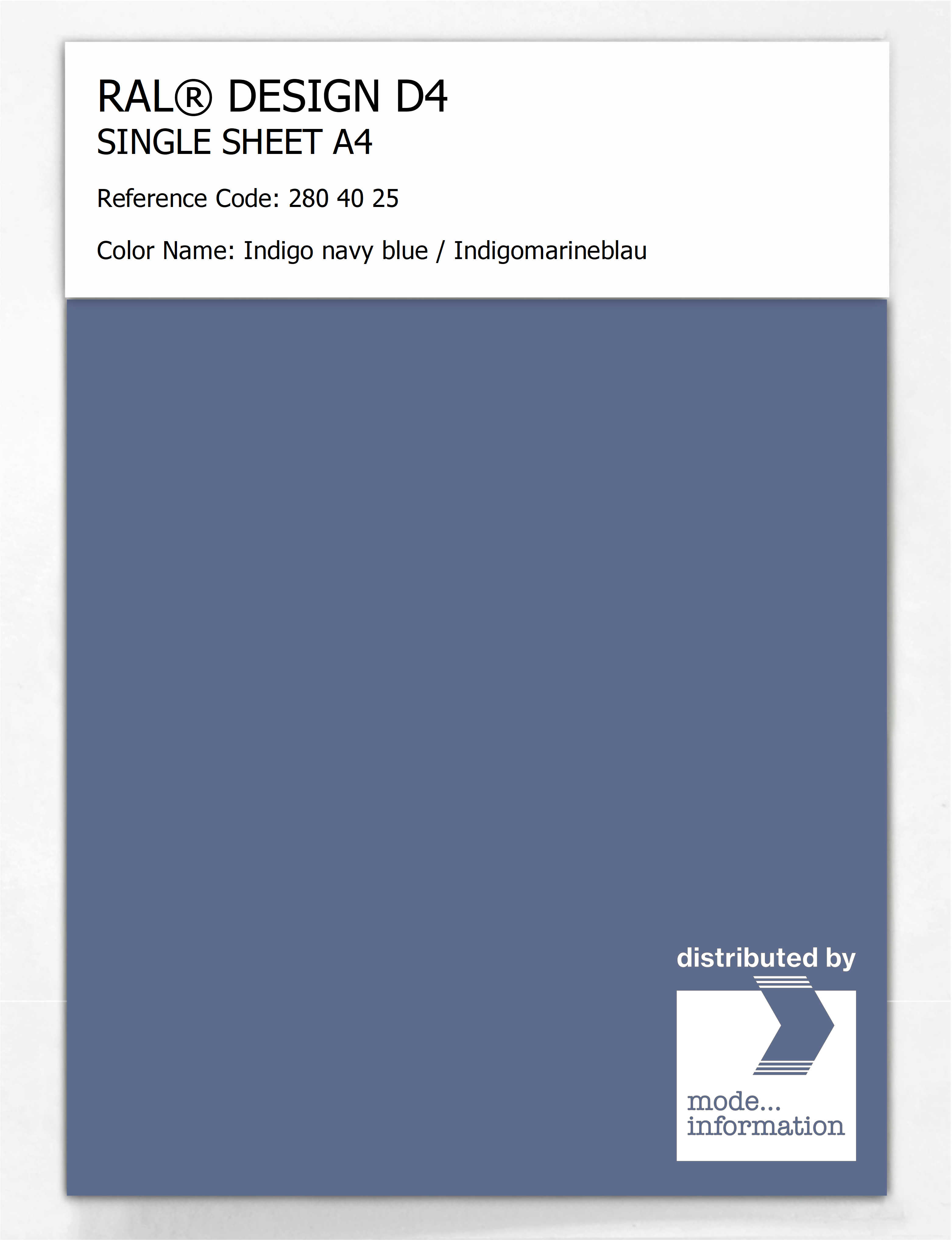 Product image 1 of the product “RAL® DESIGN D4 SINGLE SHEET A4 280 40 25 Indigo navy blue / Indigomarineblau ”
