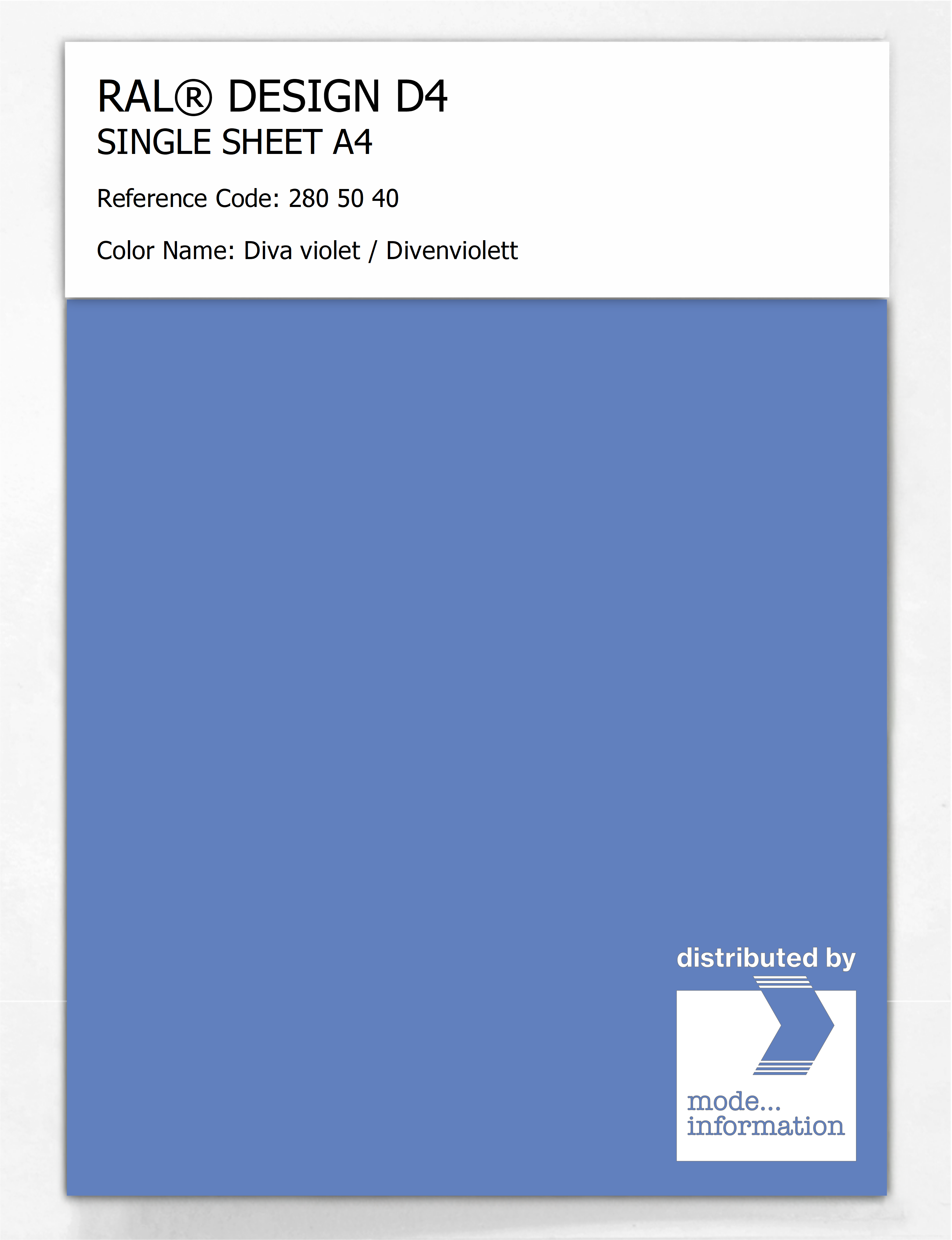 Product image 1 of the product “RAL® DESIGN D4 SINGLE SHEET A4 280 50 40 Diva violet / Divenviolett ”