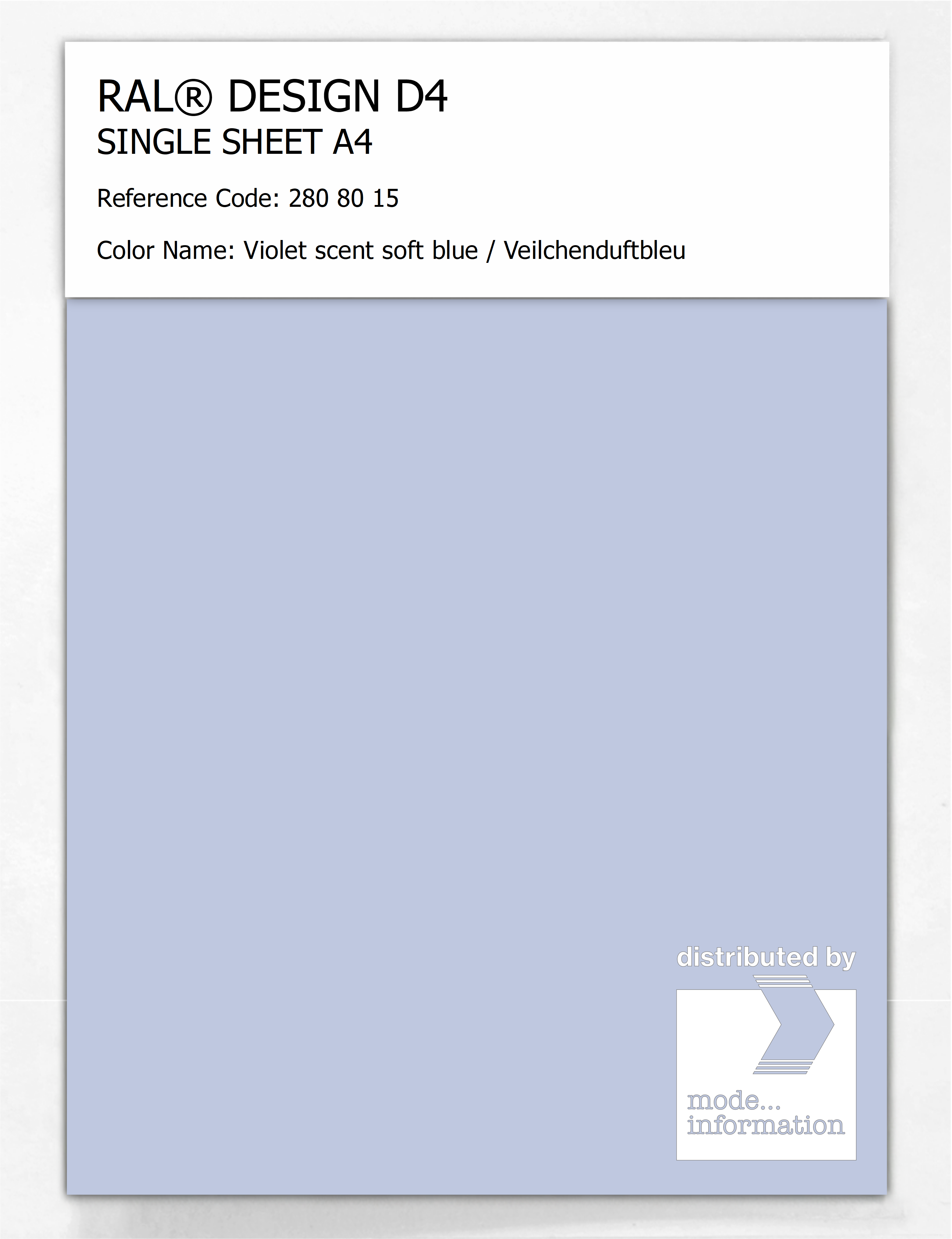 Artikelbild 1 des Artikels “RAL® DESIGN D4 SINGLE SHEET A4 280 80 15 Violet scent soft blue / Veilchenduftbleu “