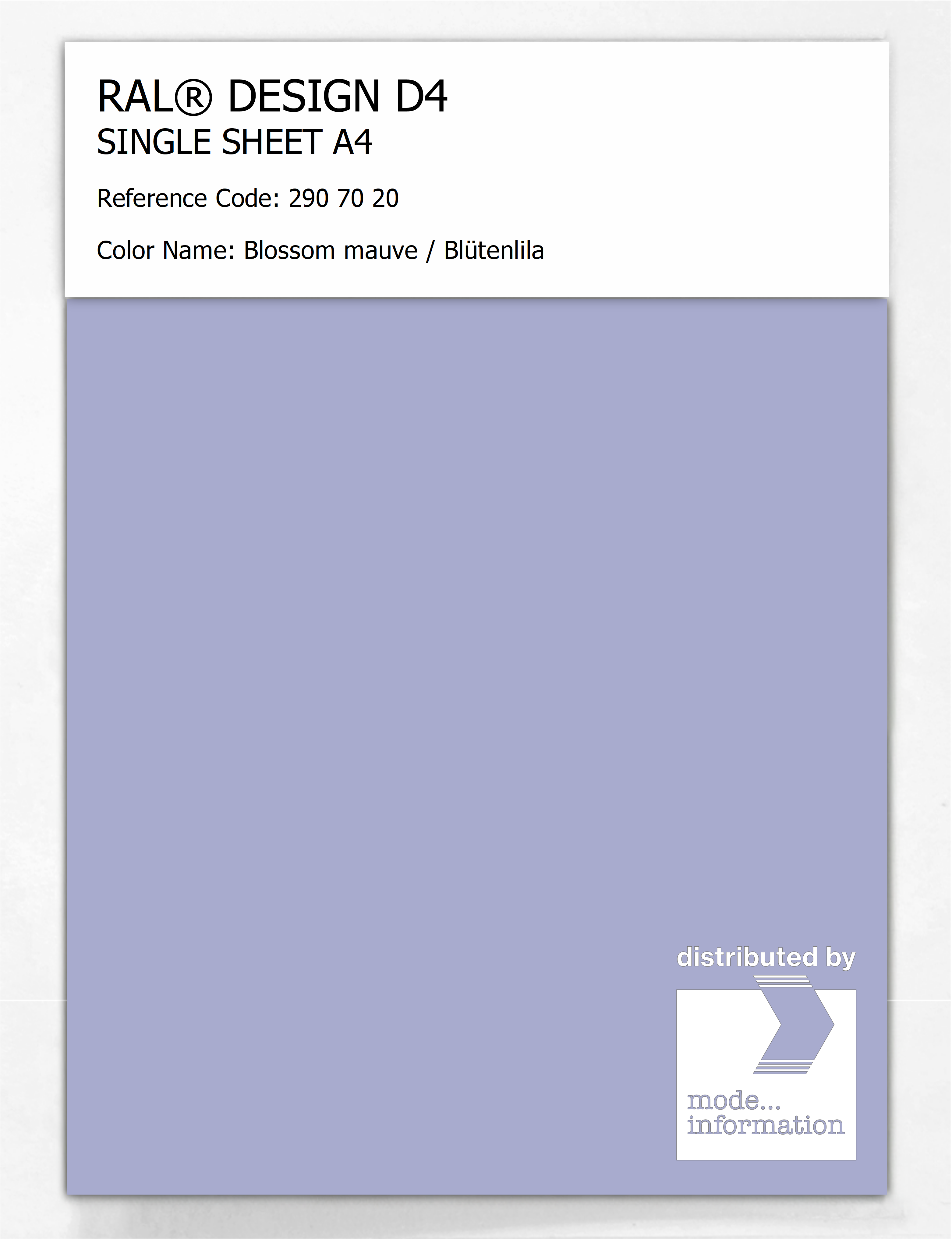 Artikelbild 1 des Artikels “RAL® DESIGN D4 SINGLE SHEET A4 290 70 20 Blossom mauve / Blütenlila “