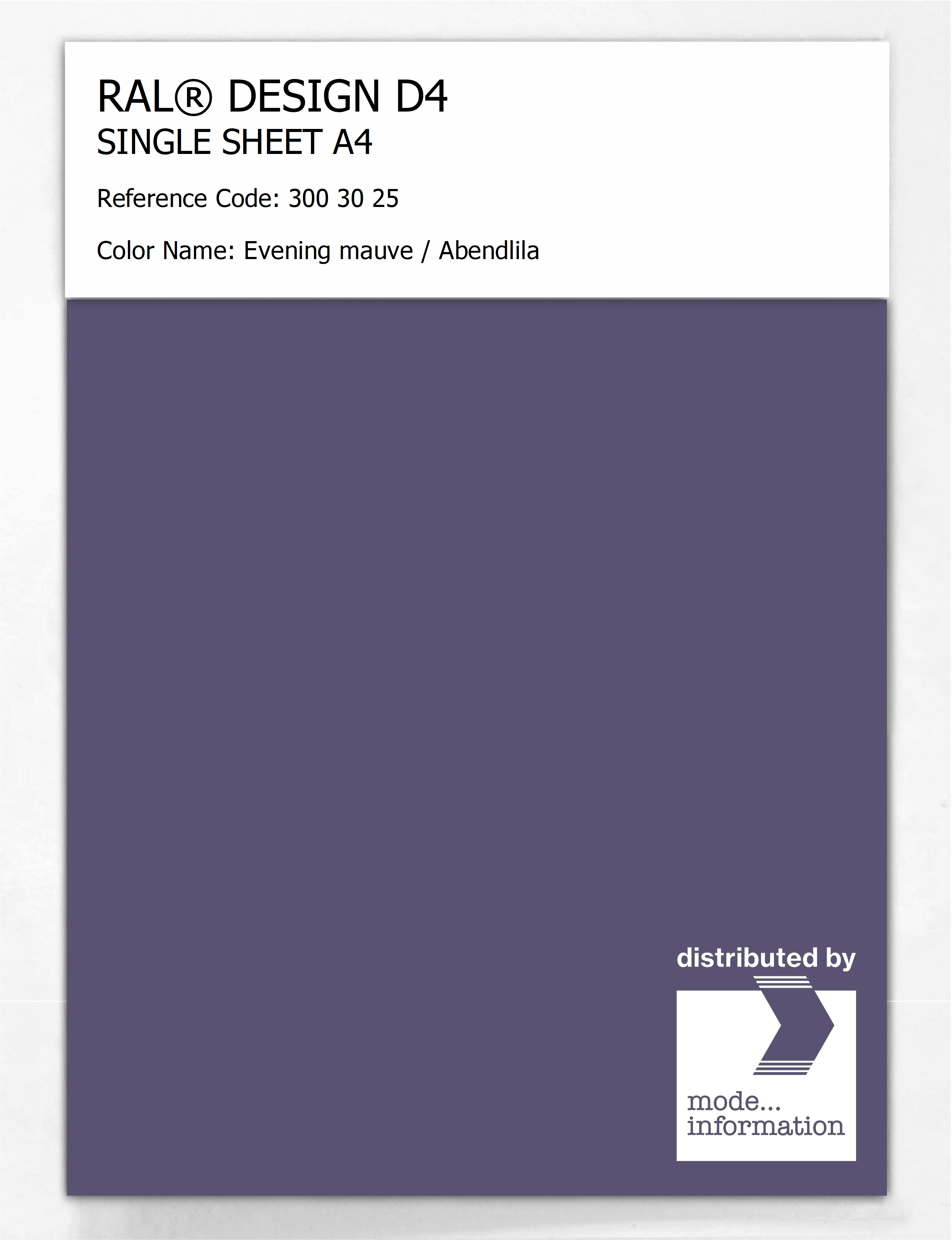 Product image 1 of the product “RAL® DESIGN D4 SINGLE SHEET A4 300 30 25 Evening mauve / Abendlila ”