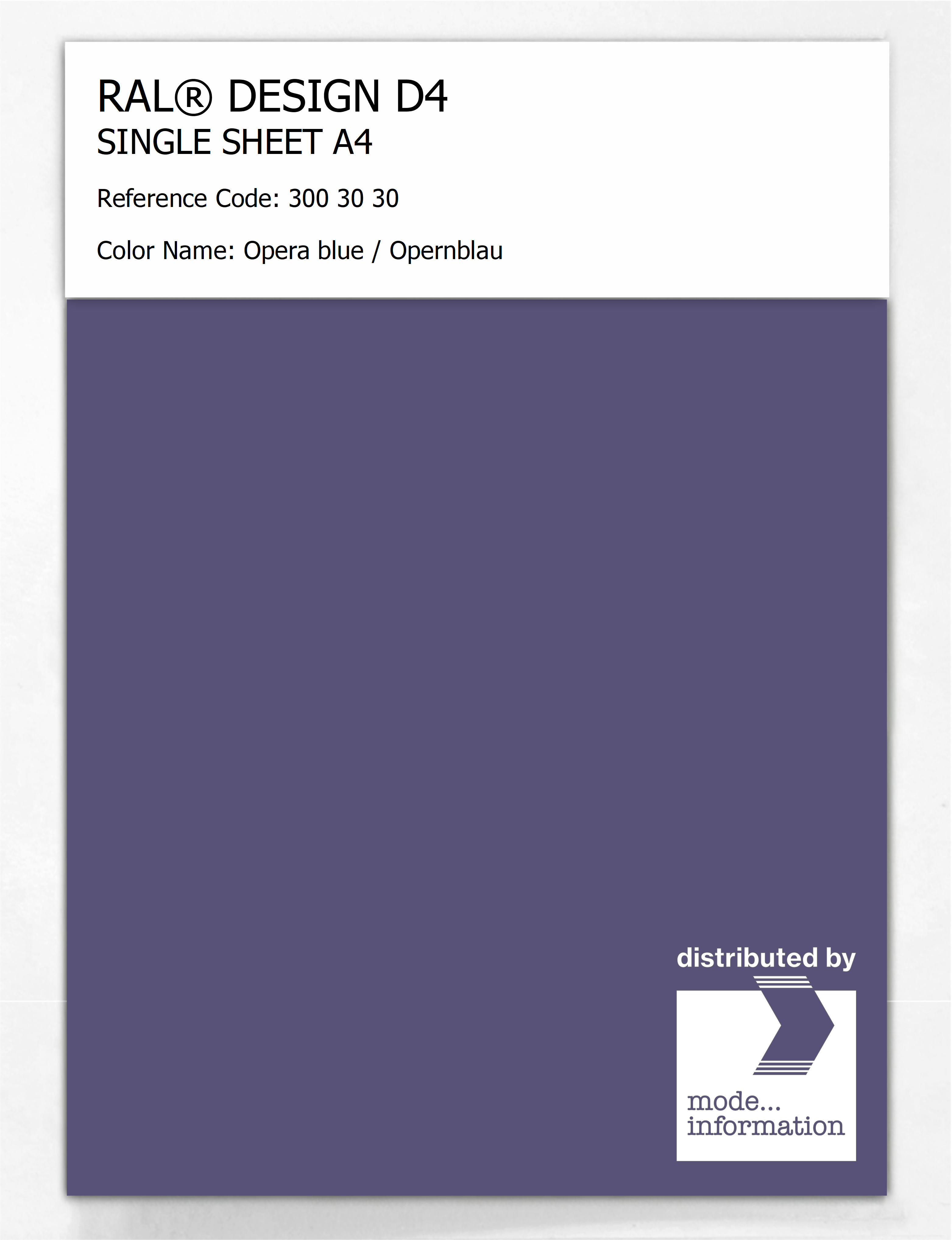 Artikelbild 1 des Artikels “RAL® DESIGN D4 SINGLE SHEET A4 300 30 30 Opera blue / Opernblau “
