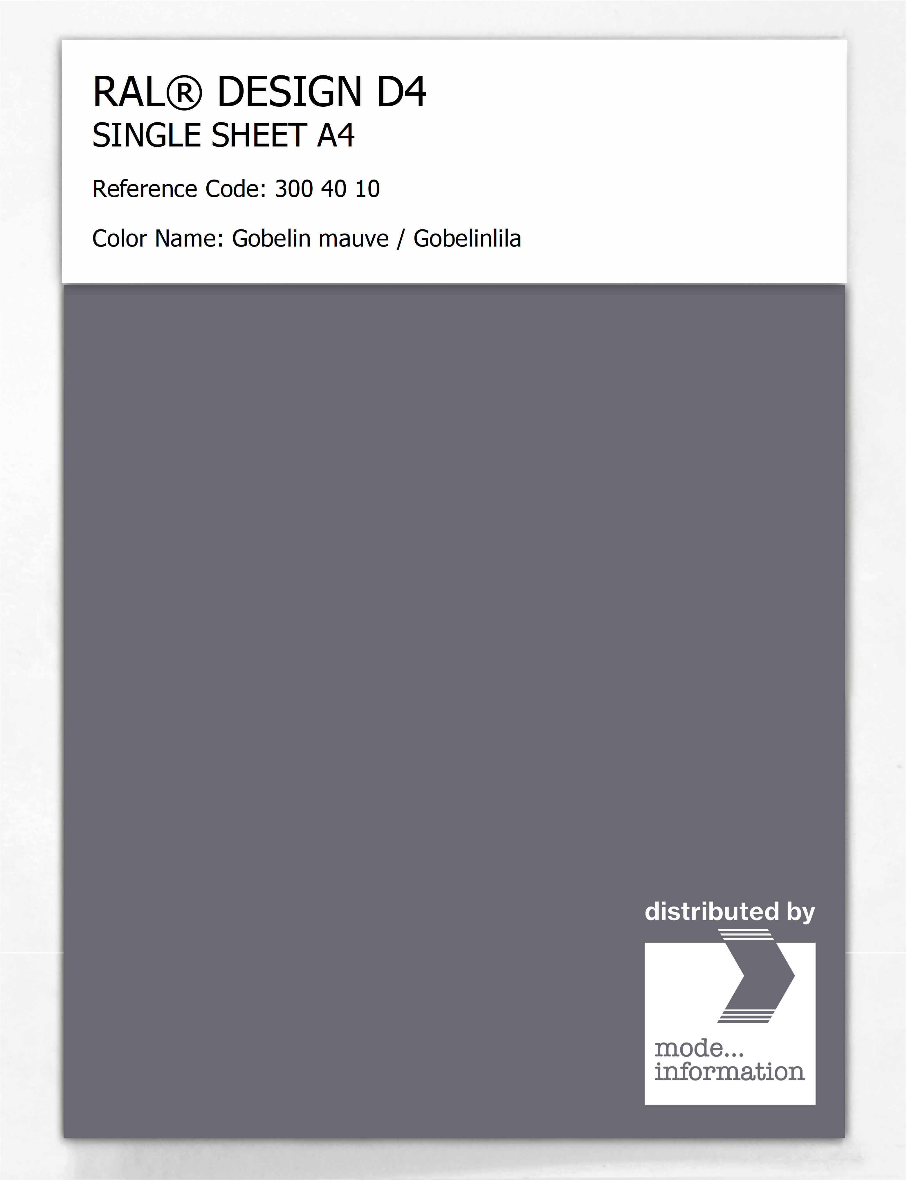 Artikelbild 1 des Artikels “RAL® DESIGN D4 SINGLE SHEET A4 300 40 10 Gobelin mauve / Gobelinlila “