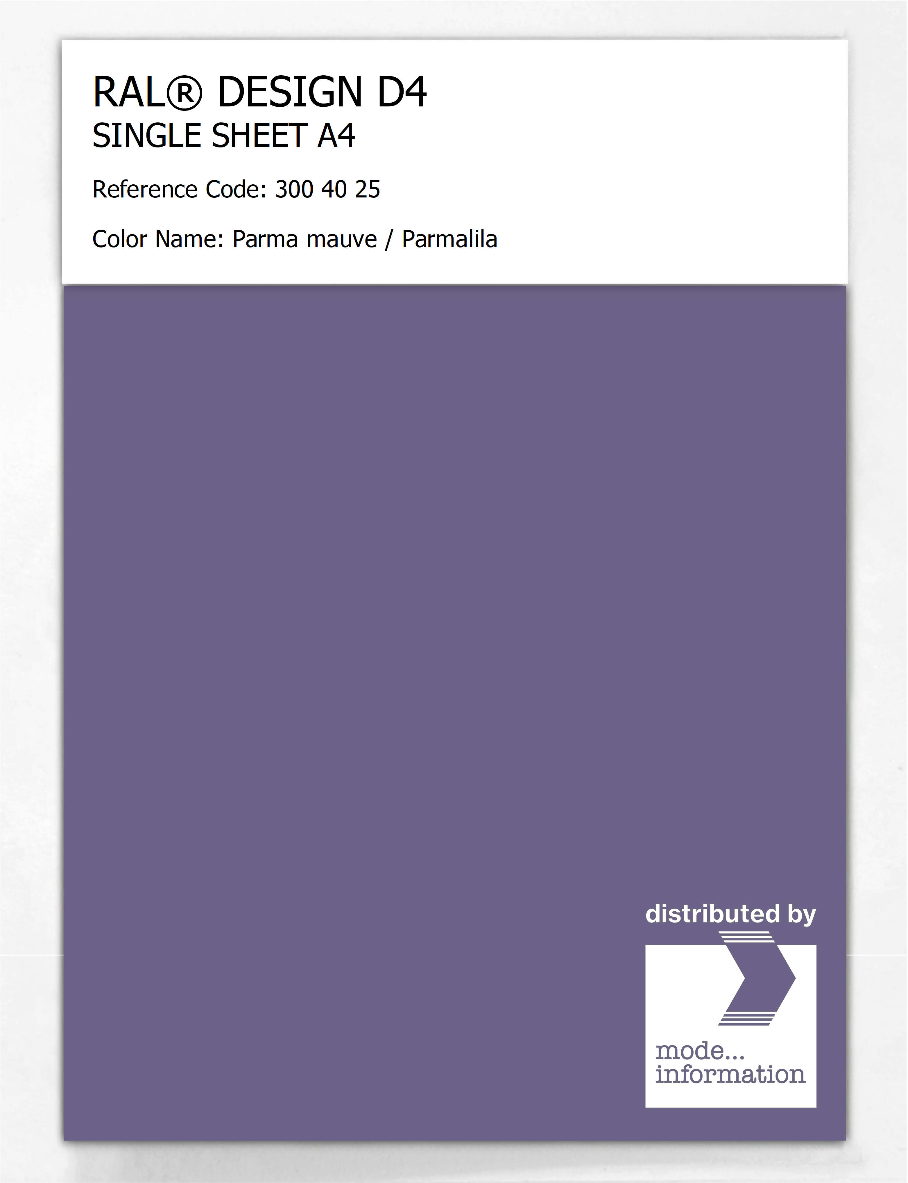Product image 1 of the product “RAL® DESIGN D4 SINGLE SHEET A4 300 40 25 Parma mauve / Parmalila ”