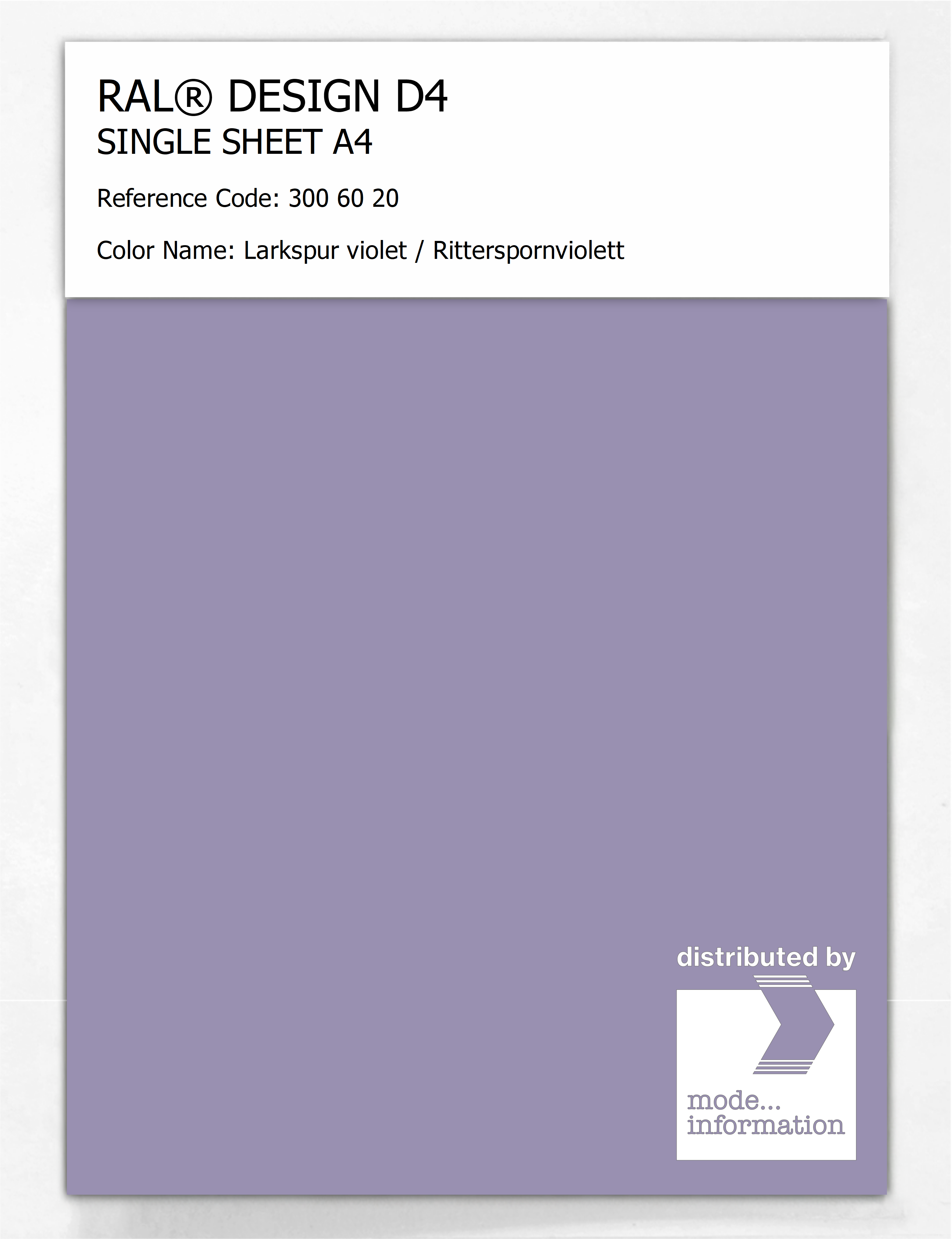 Product image 1 of the product “RAL® DESIGN D4 SINGLE SHEET A4 300 60 20 Larkspur violet / Ritterspornviolett ”