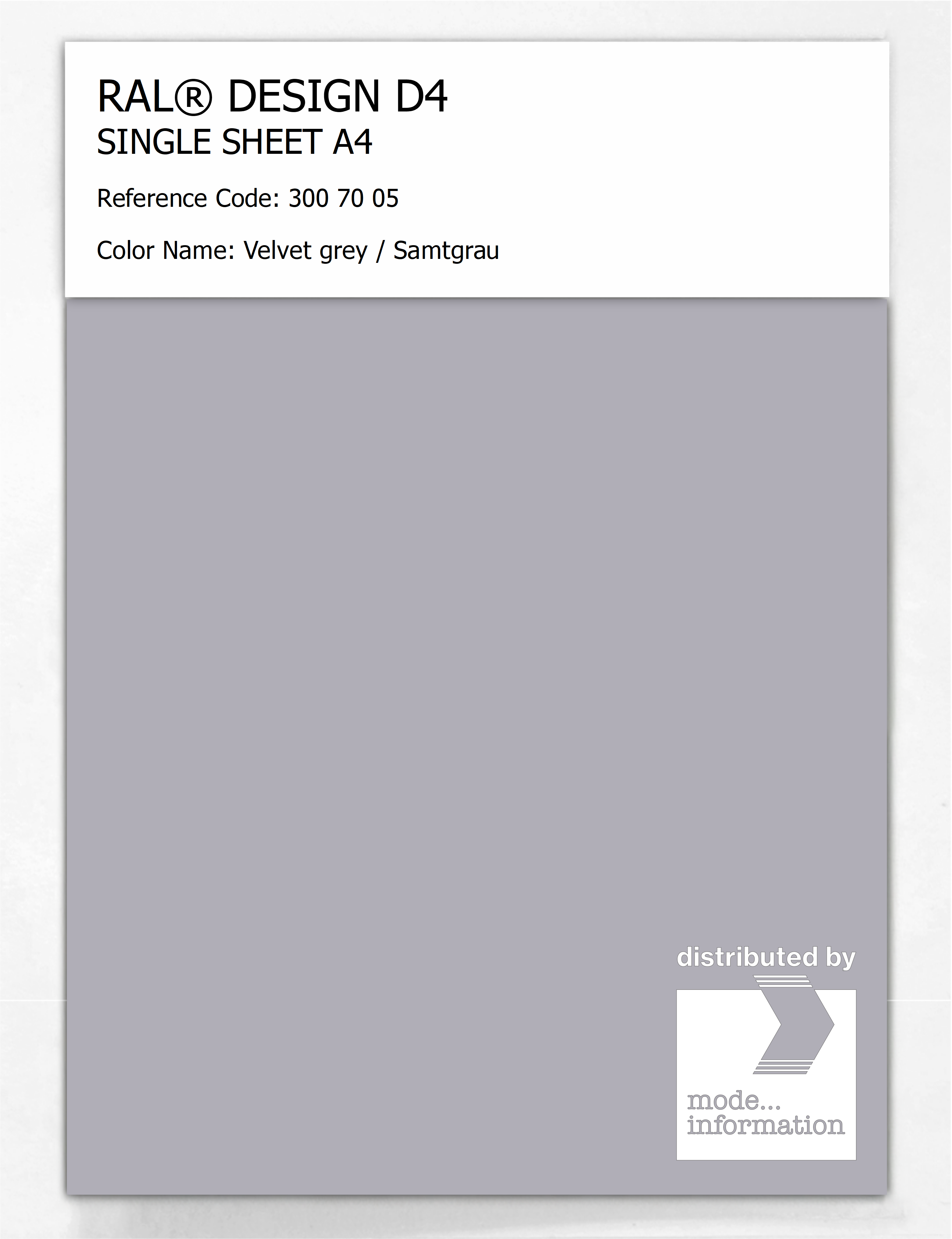 Product image 1 of the product “RAL® DESIGN D4 SINGLE SHEET A4 300 70 05 Velvet grey / Samtgrau ”