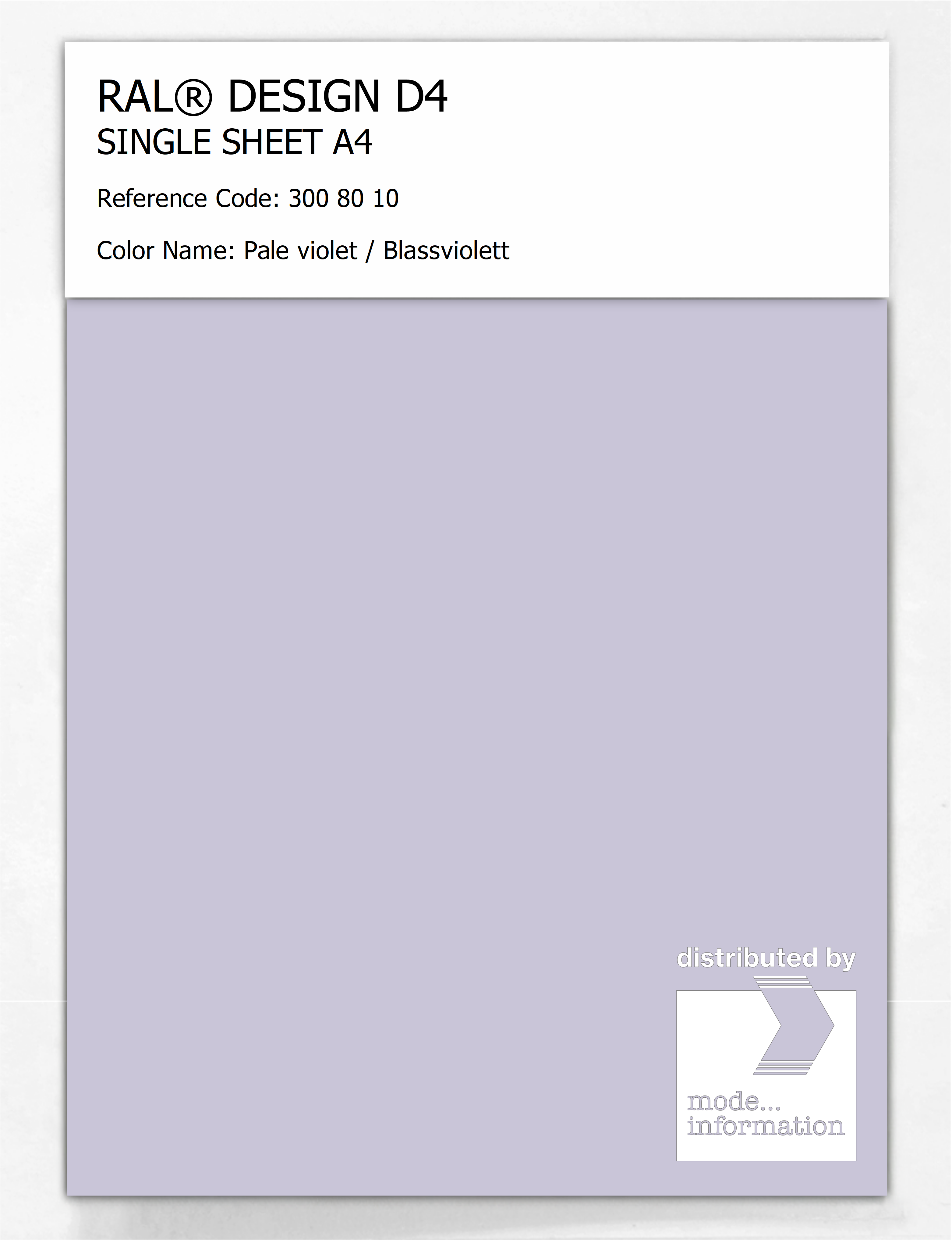Artikelbild 1 des Artikels “RAL® DESIGN D4 SINGLE SHEET A4 300 80 10 Pale violet / Blassviolett “
