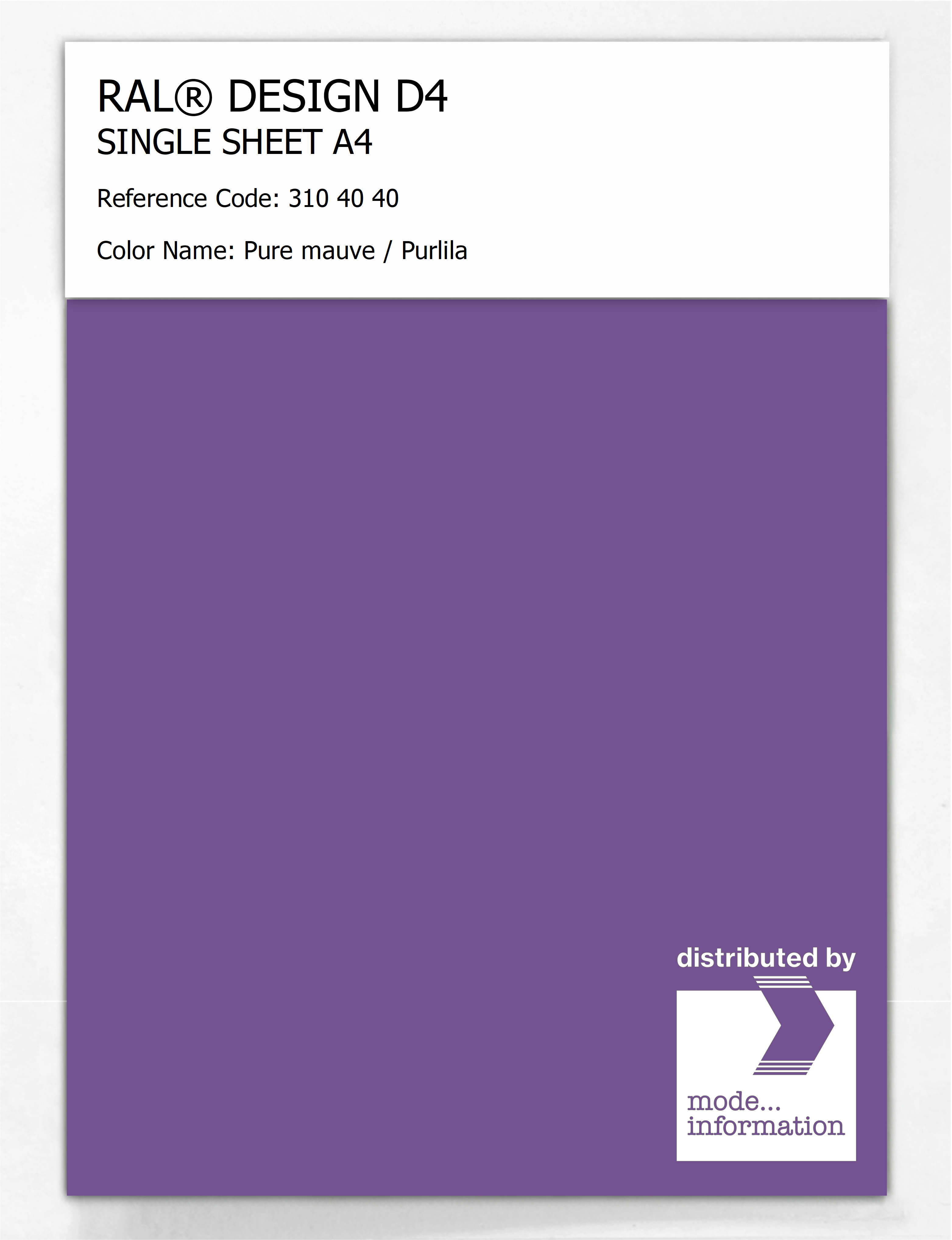 Artikelbild 1 des Artikels “RAL® DESIGN D4 SINGLE SHEET A4 310 40 40 Pure mauve / Purlila “