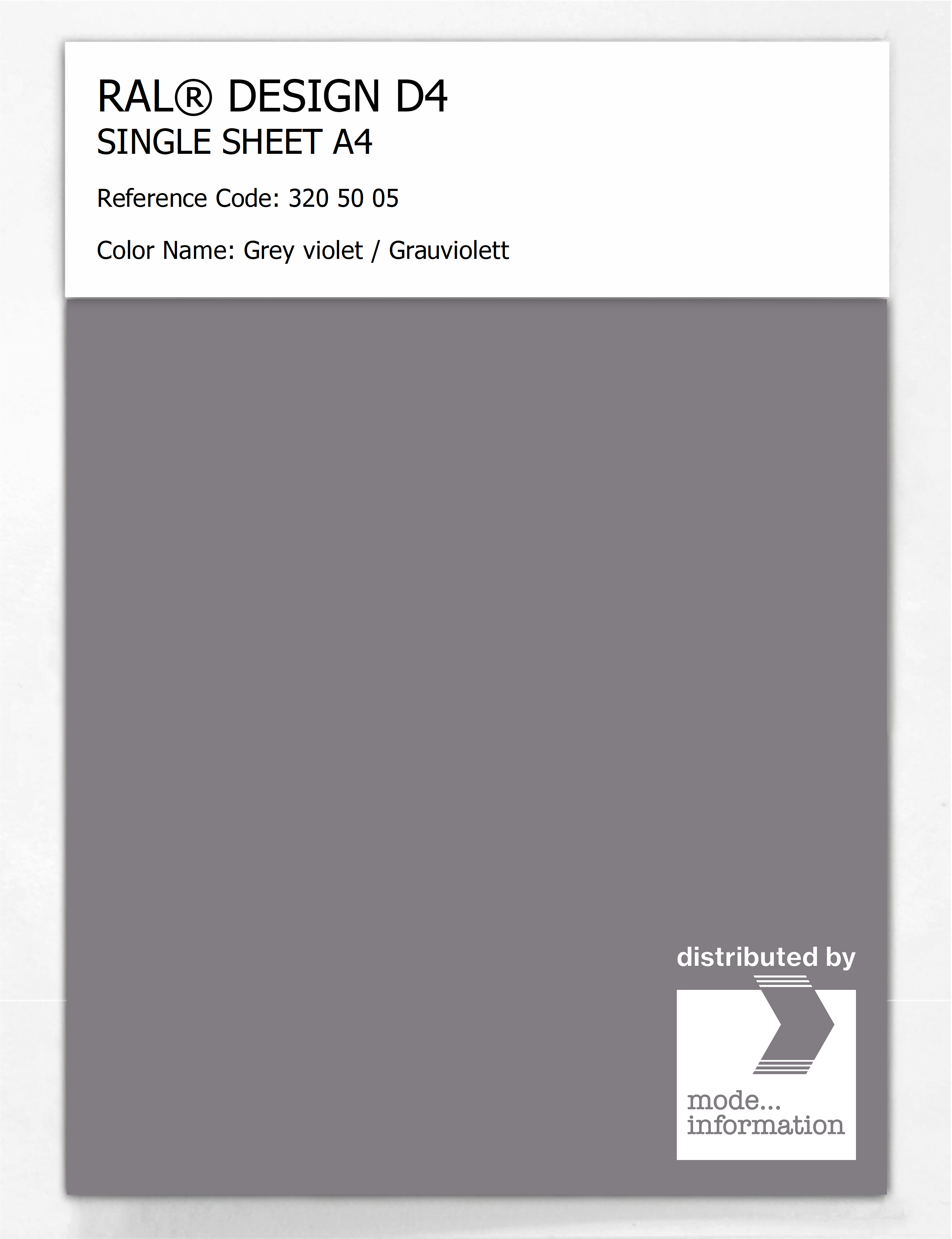 Product image 1 of the product “RAL® DESIGN D4 SINGLE SHEET A4 320 50 05 Grey violet / Grauviolett ”