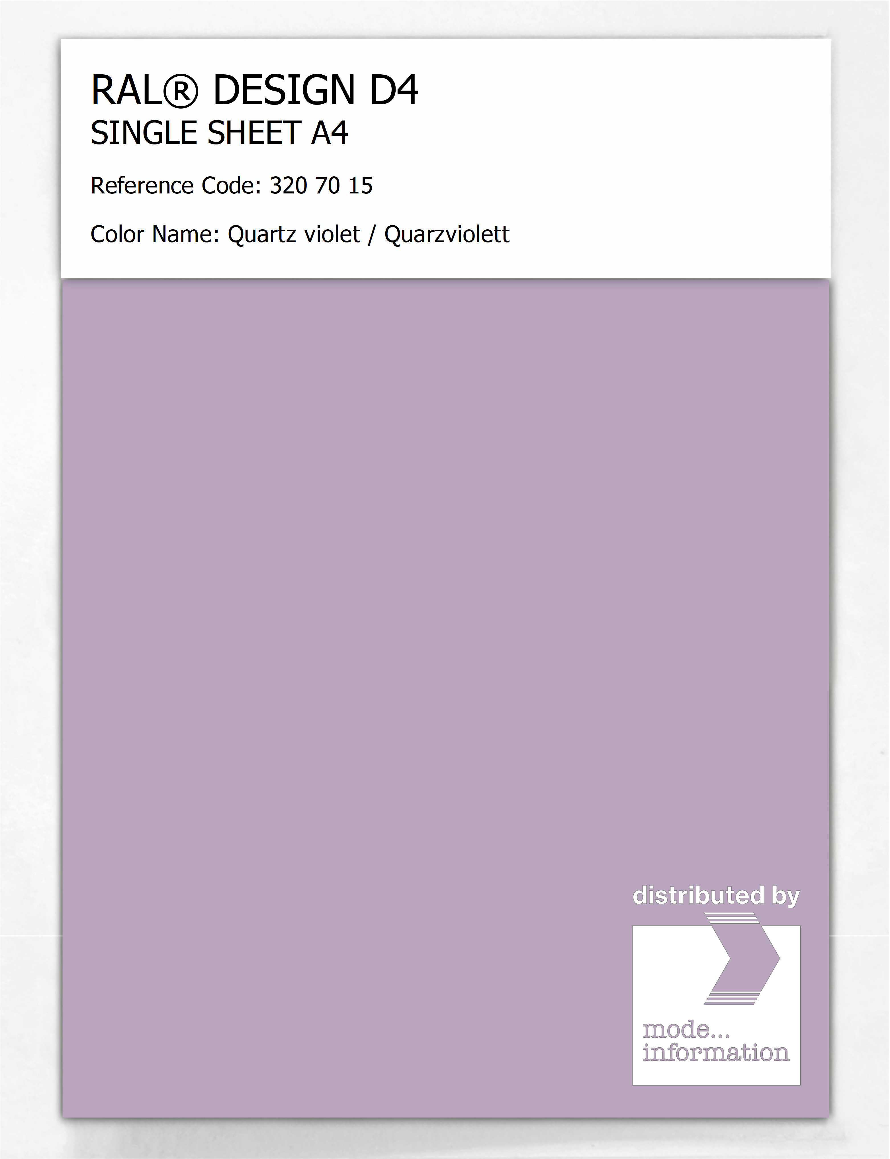 Product image 1 of the product “RAL® DESIGN D4 SINGLE SHEET A4 320 70 15 Quartz violet / Quarzviolett ”