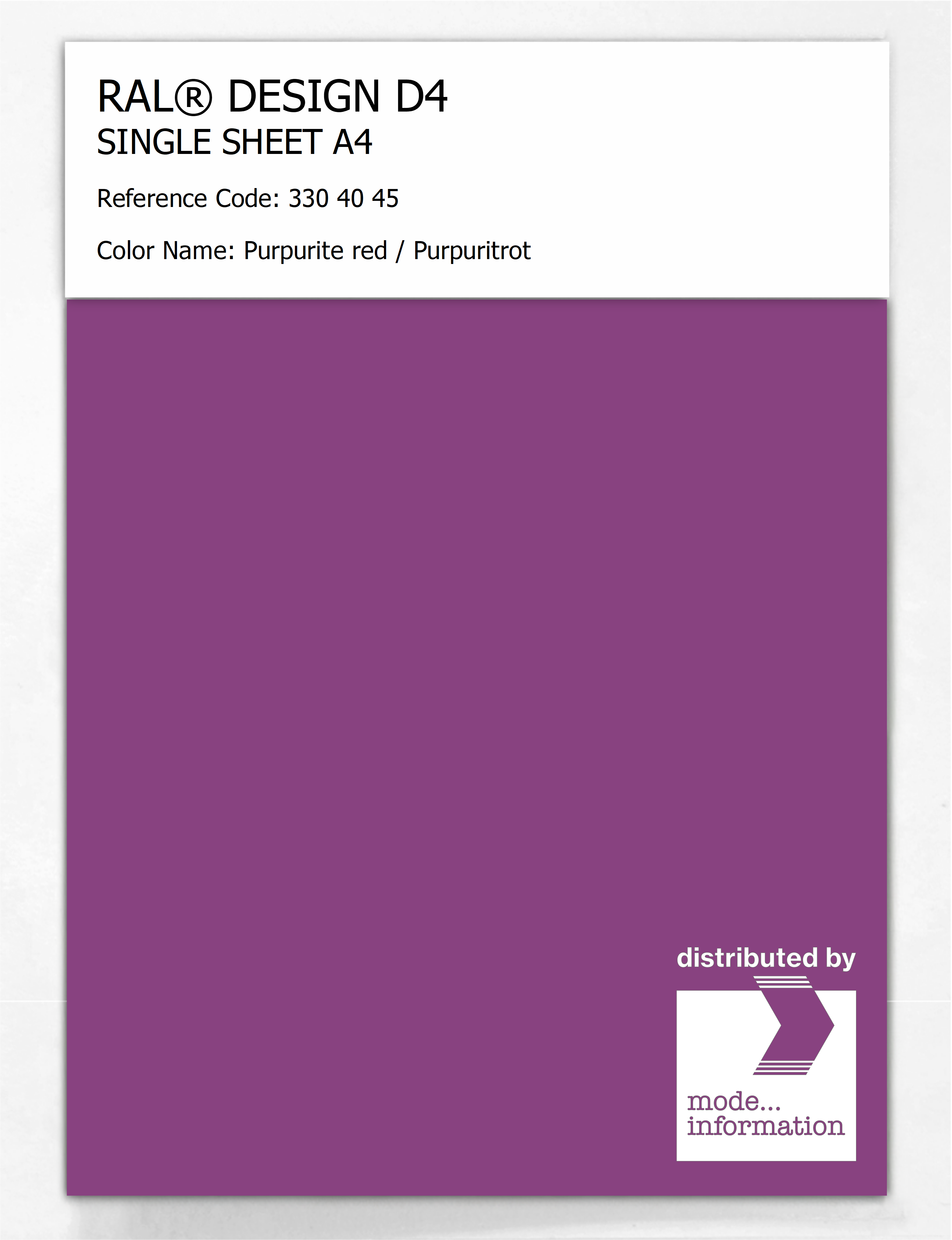 Artikelbild 1 des Artikels “RAL® DESIGN D4 SINGLE SHEET A4 330 40 45 Purpurite red / Purpuritrot “