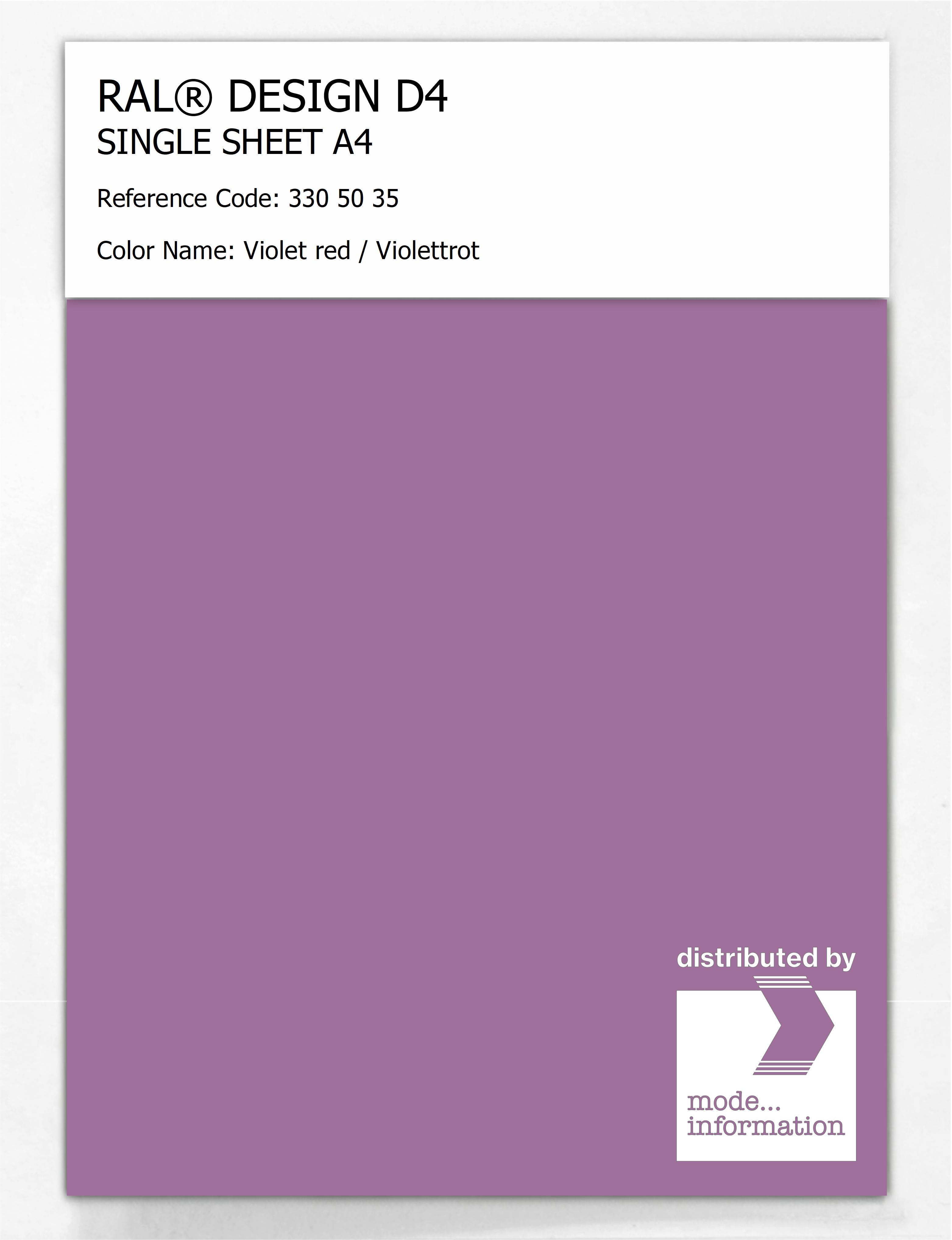 Artikelbild 1 des Artikels “RAL® DESIGN D4 SINGLE SHEET A4 330 50 35 Violet red / Violettrot “