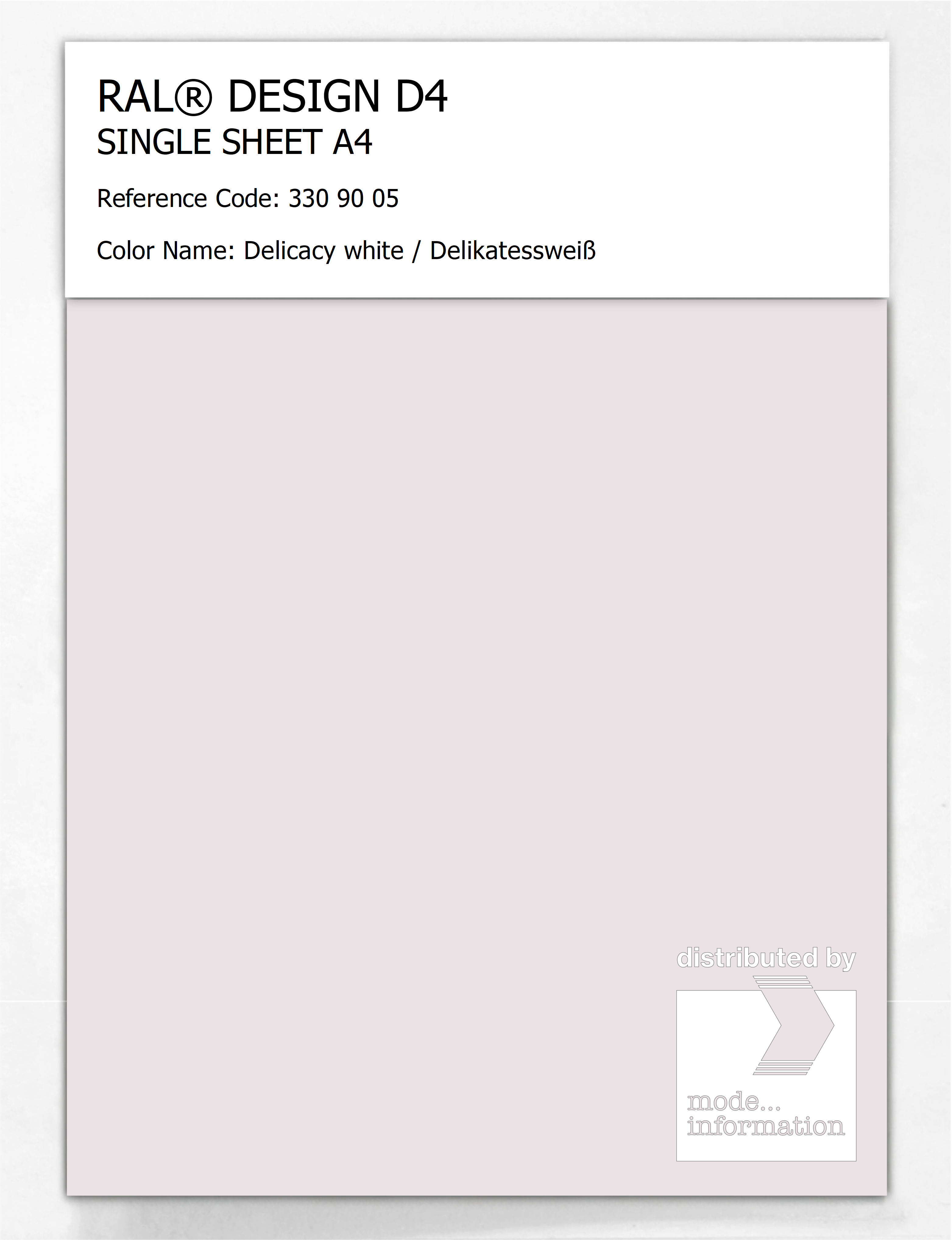 Product image 1 of the product “RAL® DESIGN D4 SINGLE SHEET A4 330 90 05 Delicacy white / Delikatessweiß ”