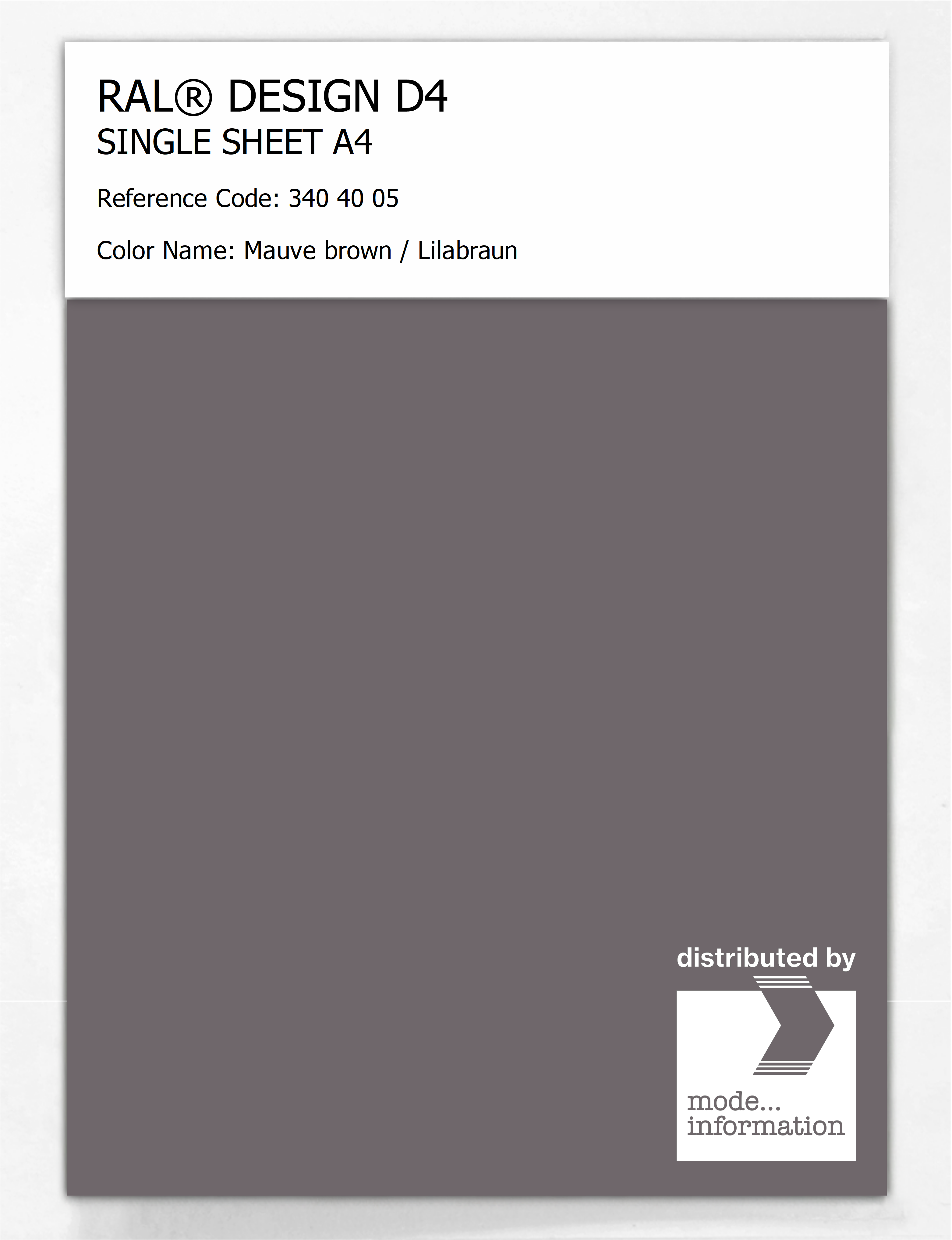 Product image 1 of the product “RAL® DESIGN D4 SINGLE SHEET A4 340 40 05 Mauve brown / Lilabraun ”