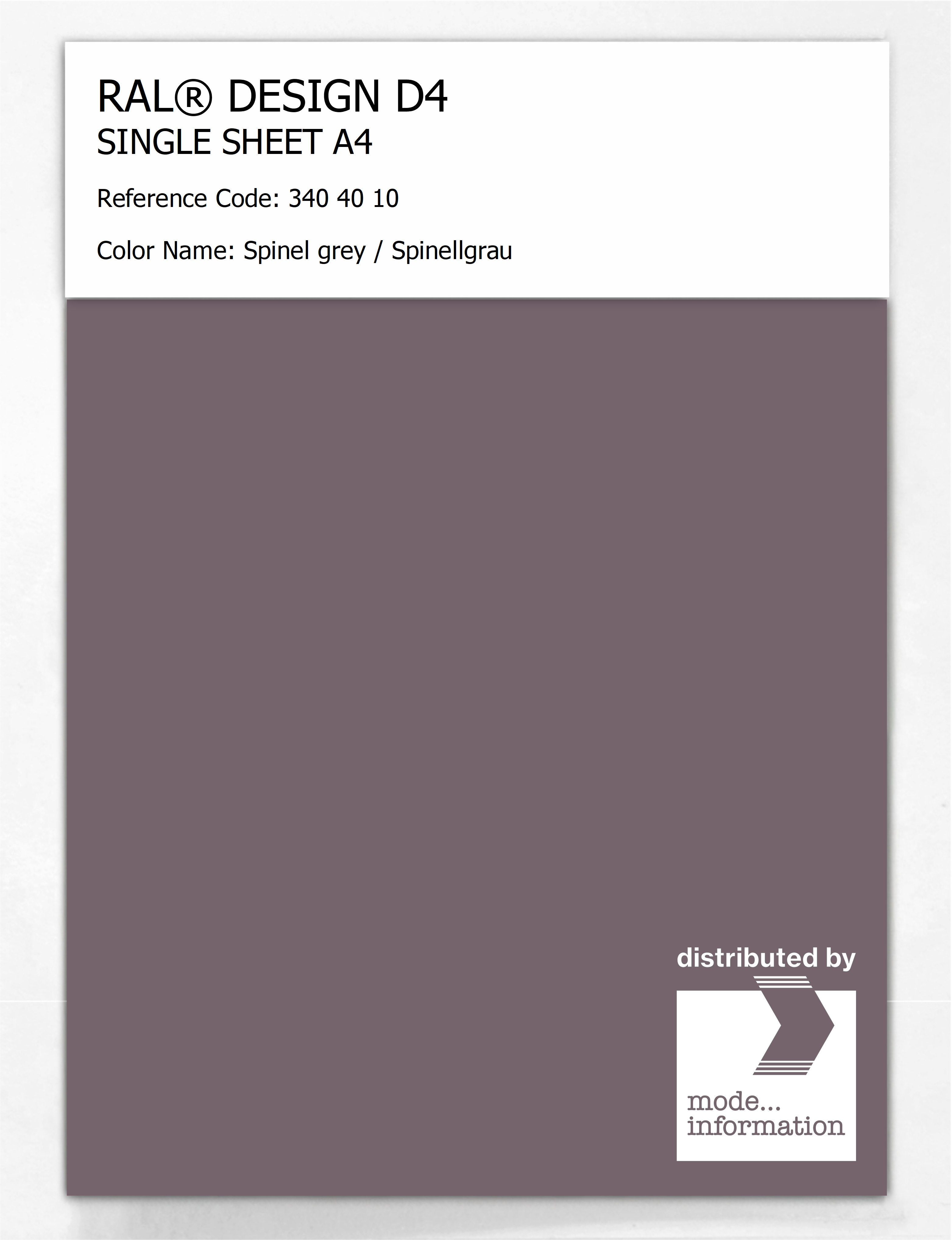 Artikelbild 1 des Artikels “RAL® DESIGN D4 SINGLE SHEET A4 340 40 10 Spinel grey / Spinellgrau “