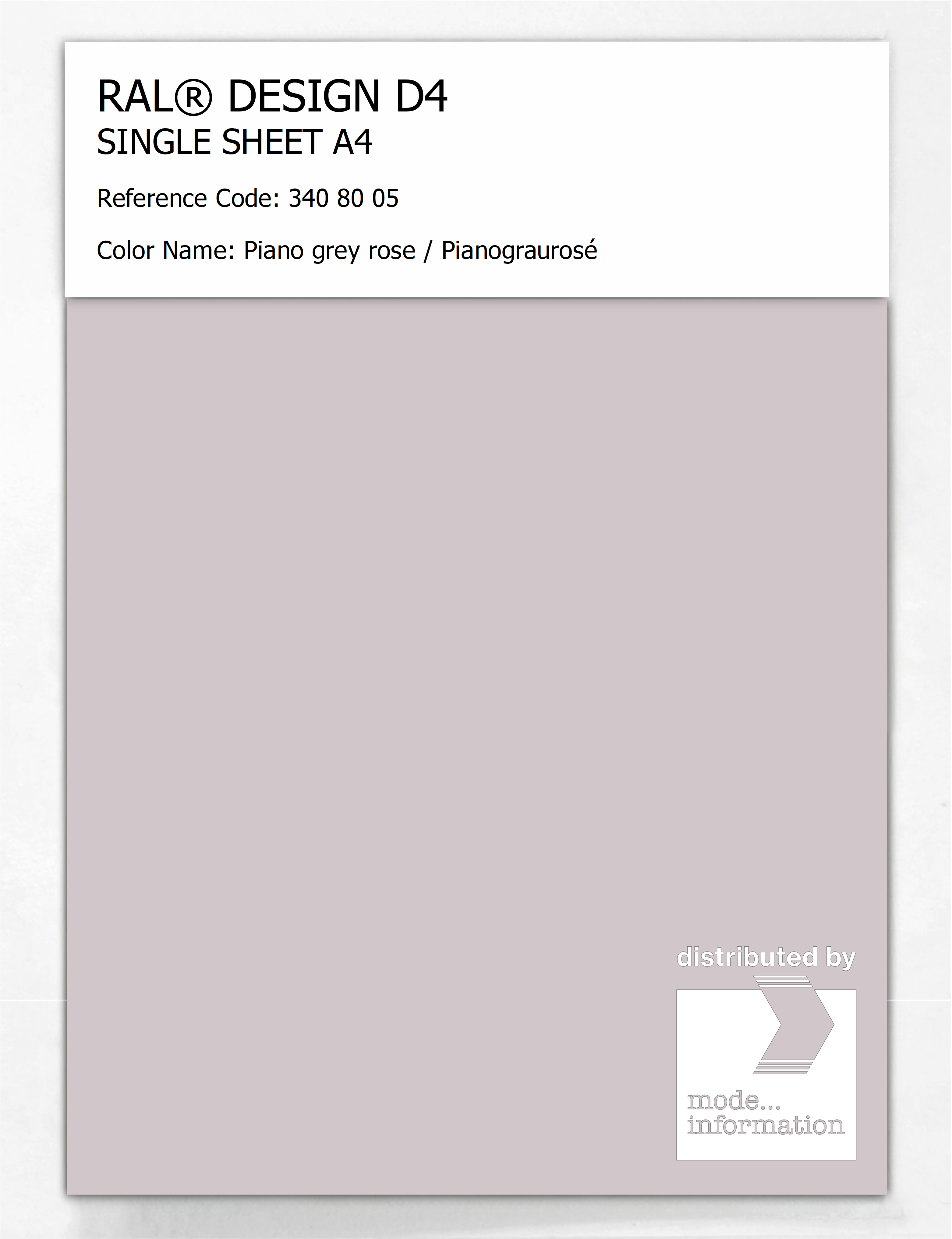 Artikelbild 1 des Artikels “RAL® DESIGN D4 SINGLE SHEET A4 340 80 05 Piano grey rose / Pianograurosé “