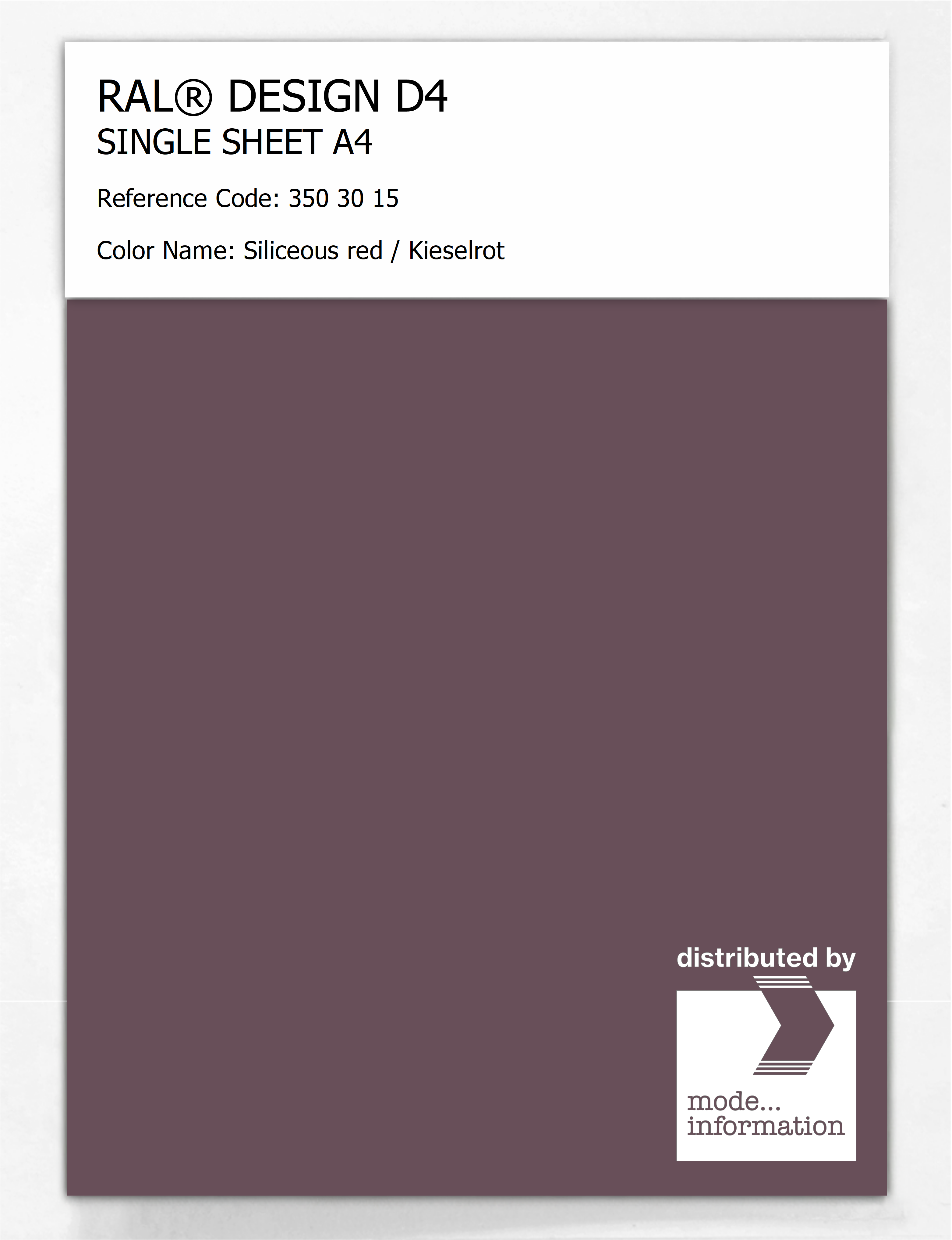 Product image 1 of the product “RAL® DESIGN D4 SINGLE SHEET A4 350 30 15 Siliceous red / Kieselrot ”