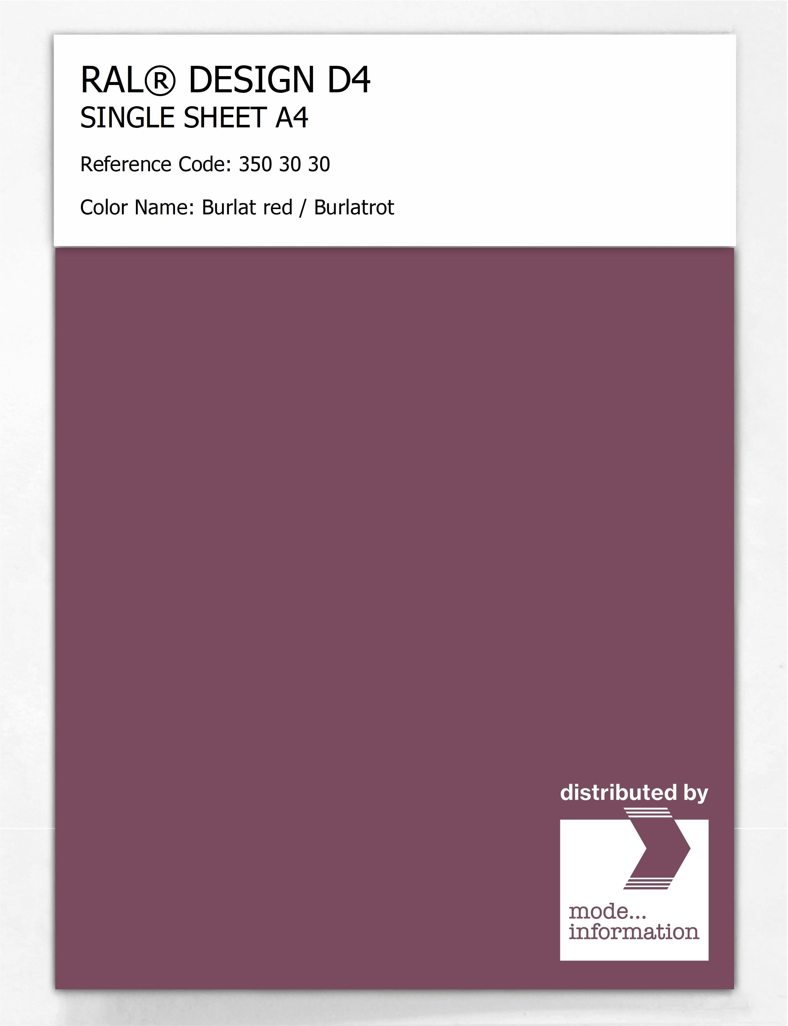 Artikelbild 1 des Artikels “RAL® DESIGN D4 SINGLE SHEET A4 350 30 30 Burlat red / Burlatrot “
