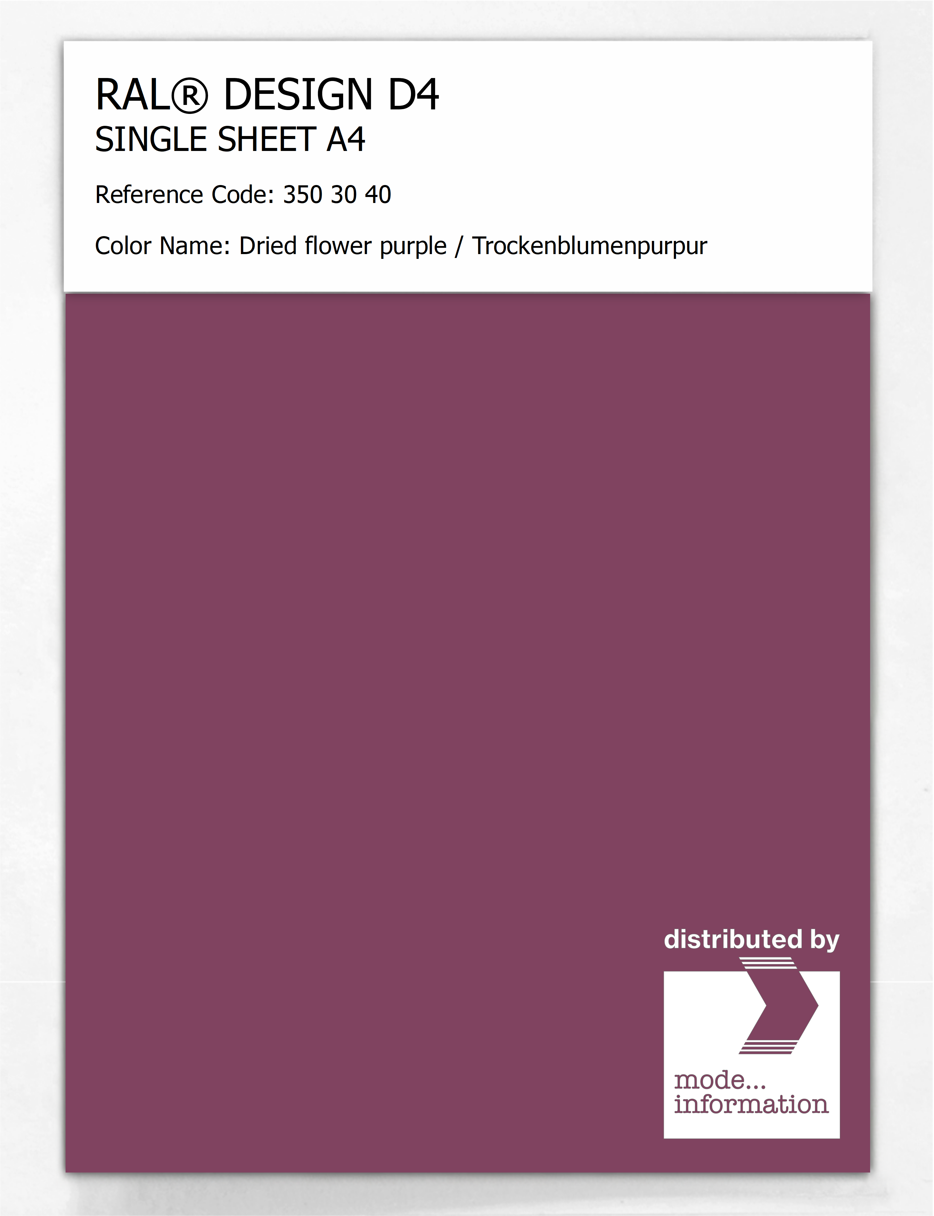 Product image 1 of the product “RAL® DESIGN D4 SINGLE SHEET A4 350 30 40 Dried flower purple / Trockenblumenpurpur ”