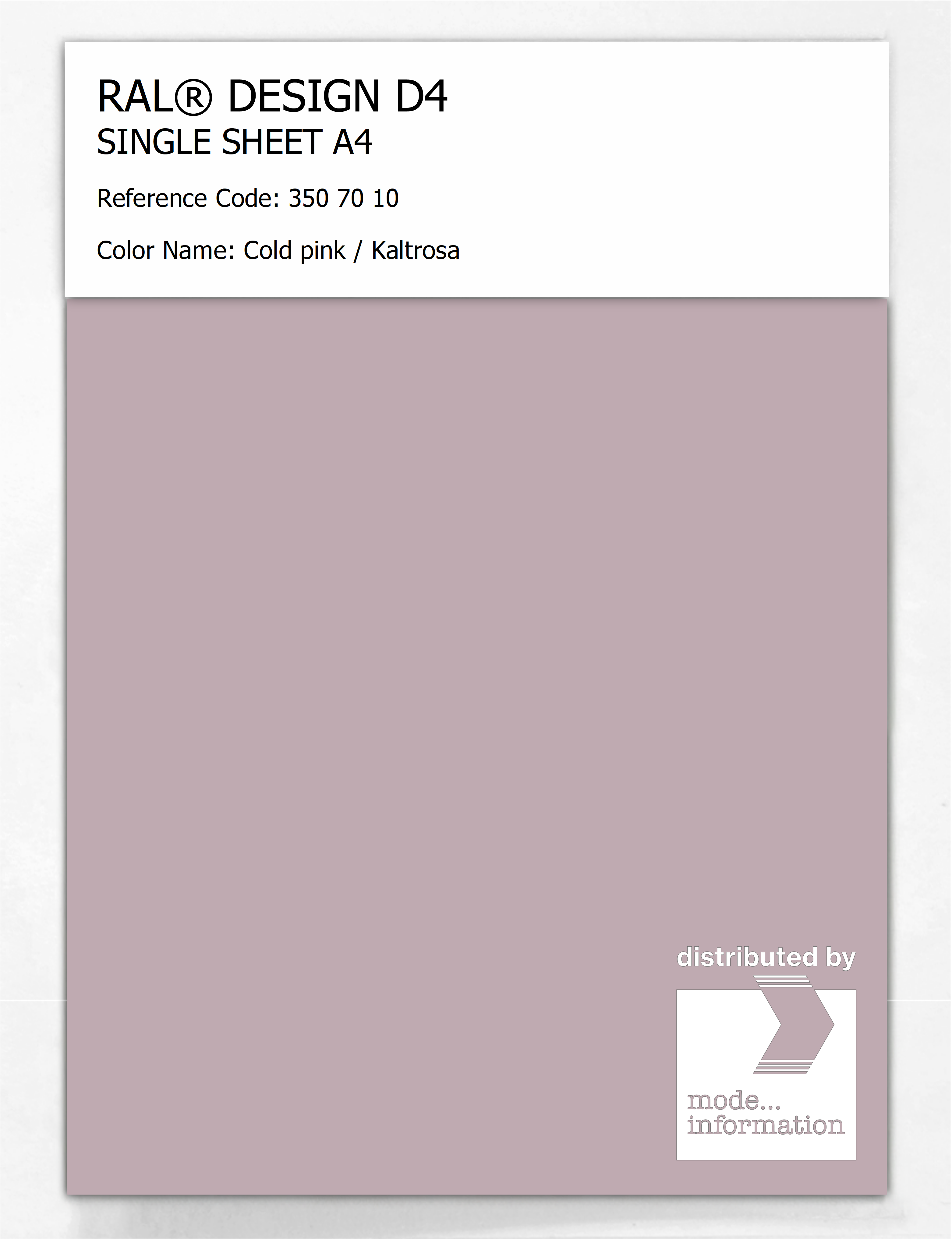 Artikelbild 1 des Artikels “RAL® DESIGN D4 SINGLE SHEET A4 350 70 10 Cold pink / Kaltrosa “
