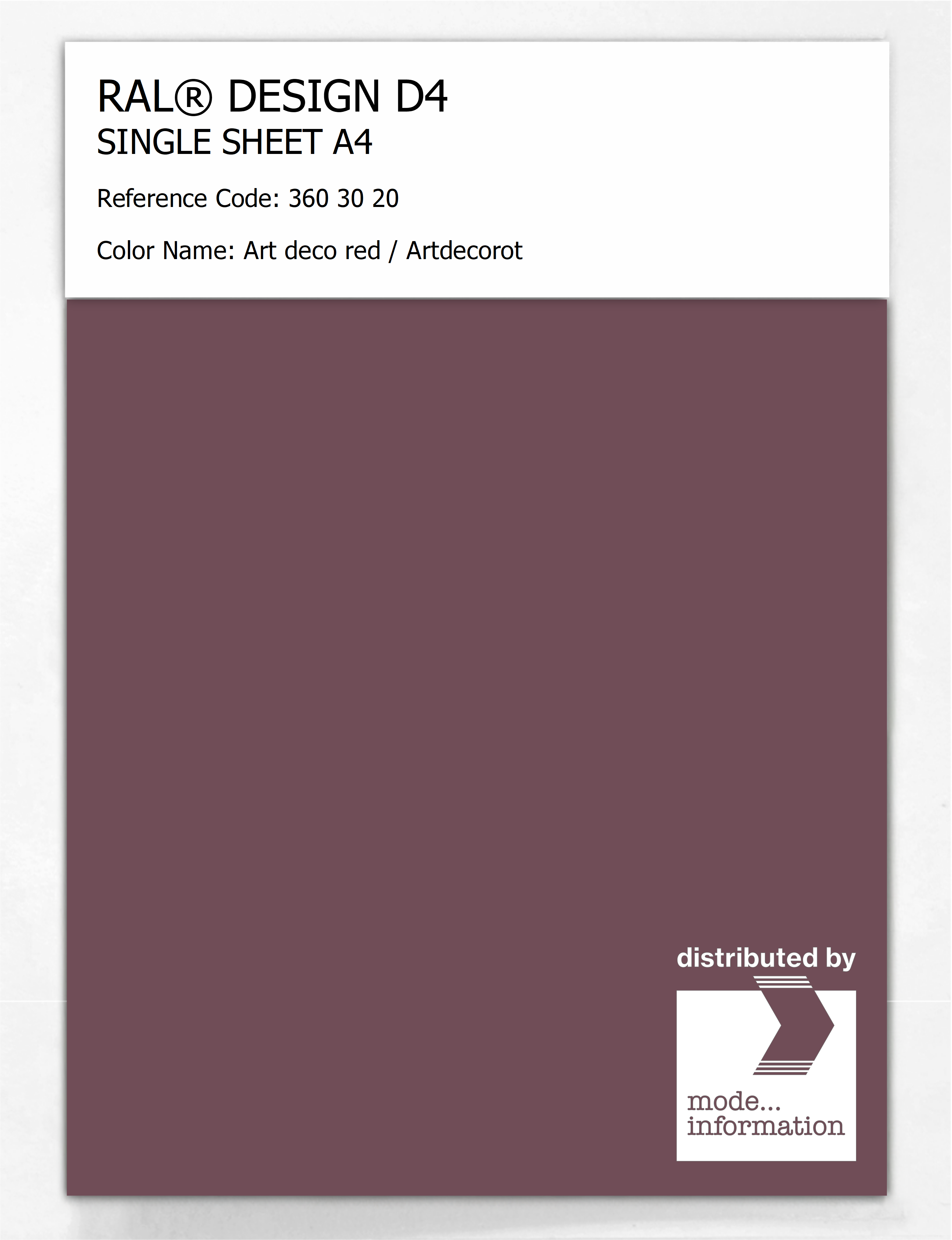 Artikelbild 1 des Artikels “RAL® DESIGN D4 SINGLE SHEET A4 360 30 20 Art deco red / Artdecorot “