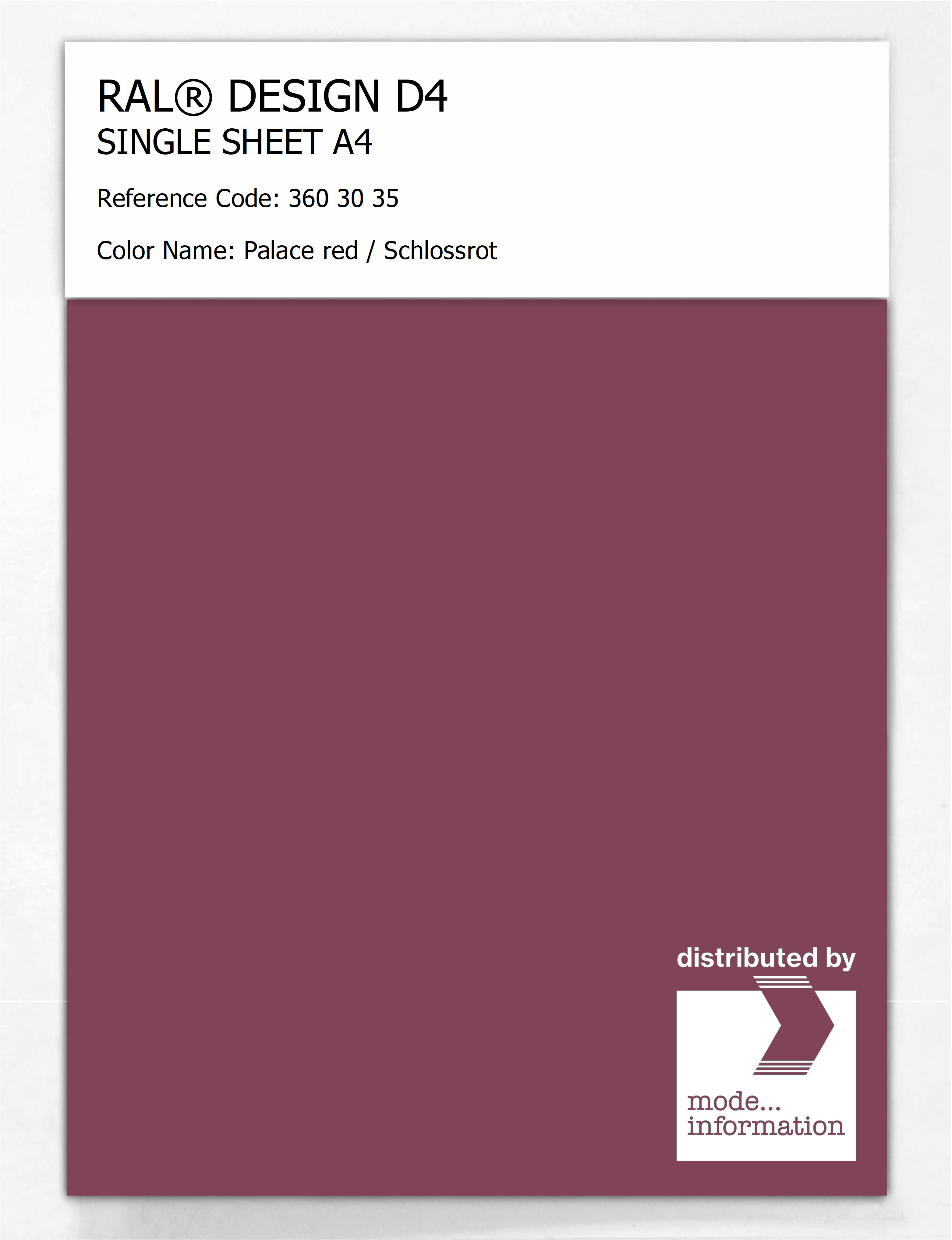 Artikelbild 1 des Artikels “RAL® DESIGN D4 SINGLE SHEET A4 360 30 35 Palace red / Schlossrot “