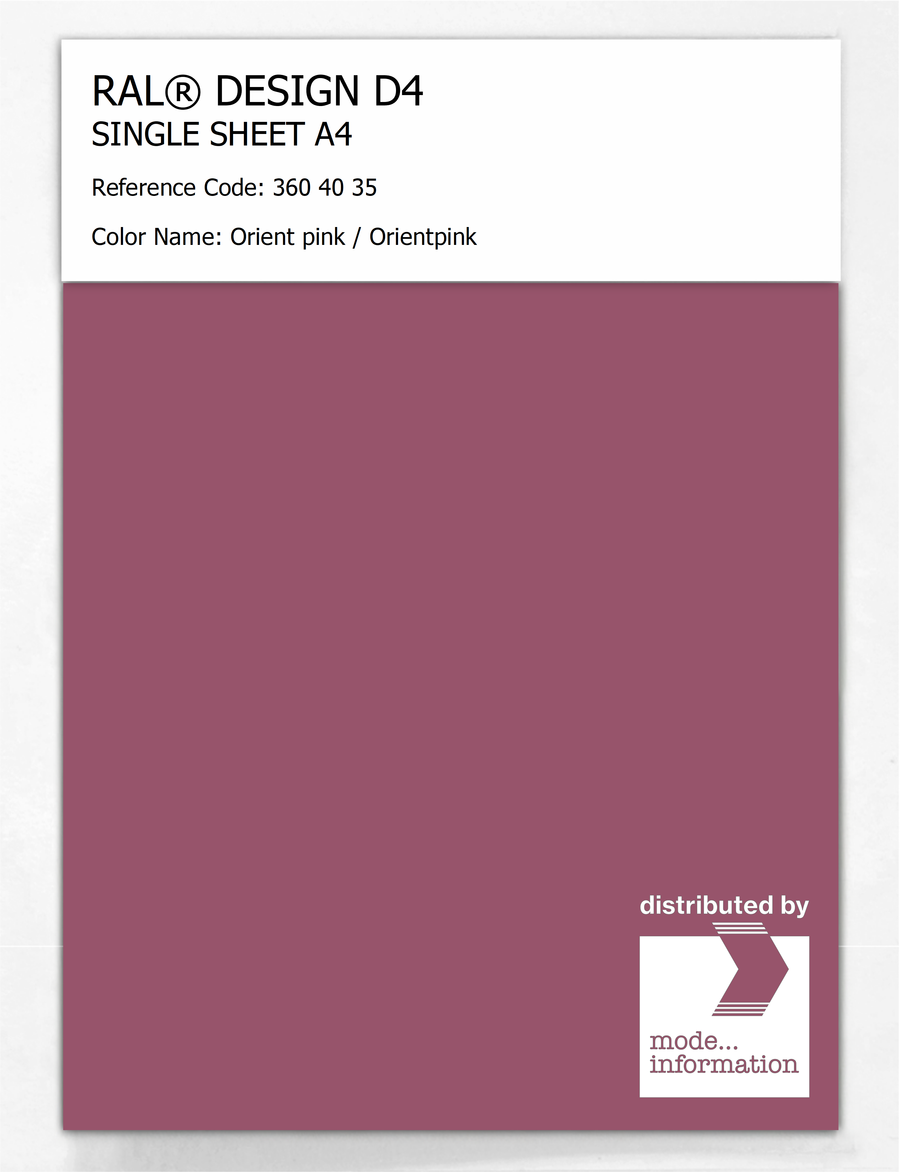 Artikelbild 1 des Artikels “RAL® DESIGN D4 SINGLE SHEET A4 360 40 35 Orient pink / Orientpink “