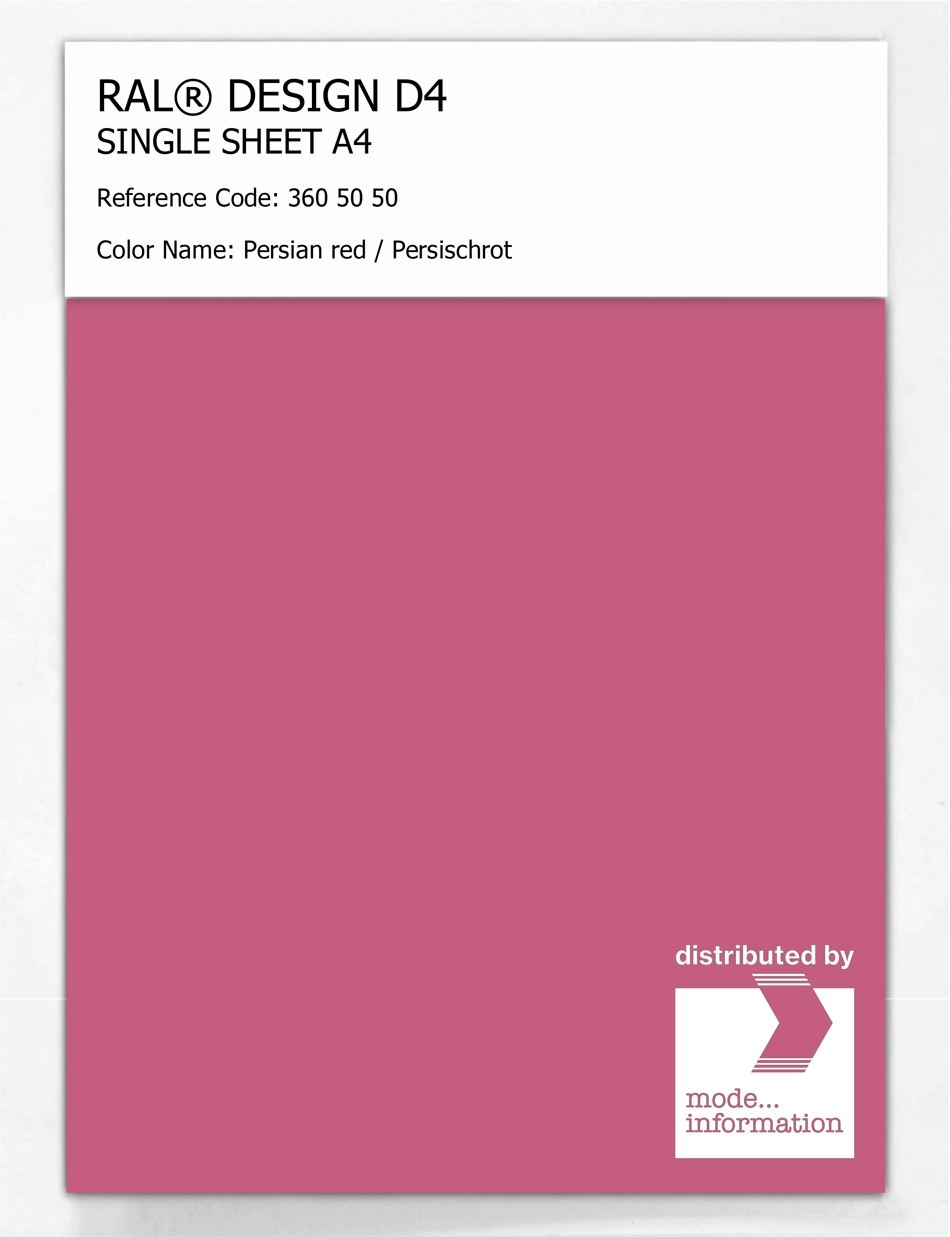 Artikelbild 1 des Artikels “RAL® DESIGN D4 SINGLE SHEET A4 360 50 50 Persian red / Persischrot “