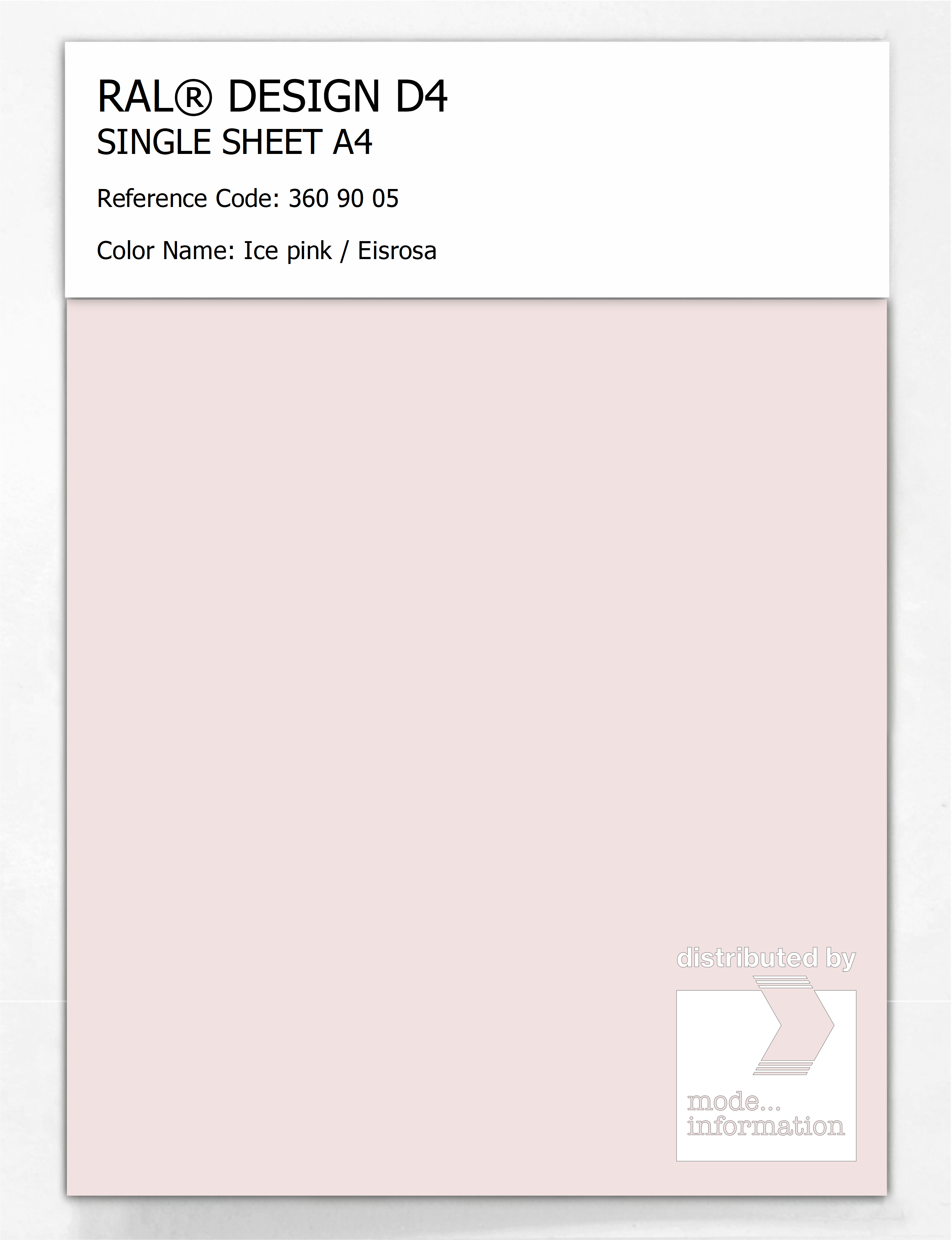 Artikelbild 1 des Artikels “RAL® DESIGN D4 SINGLE SHEET A4 360 90 05 Ice pink / Eisrosa “