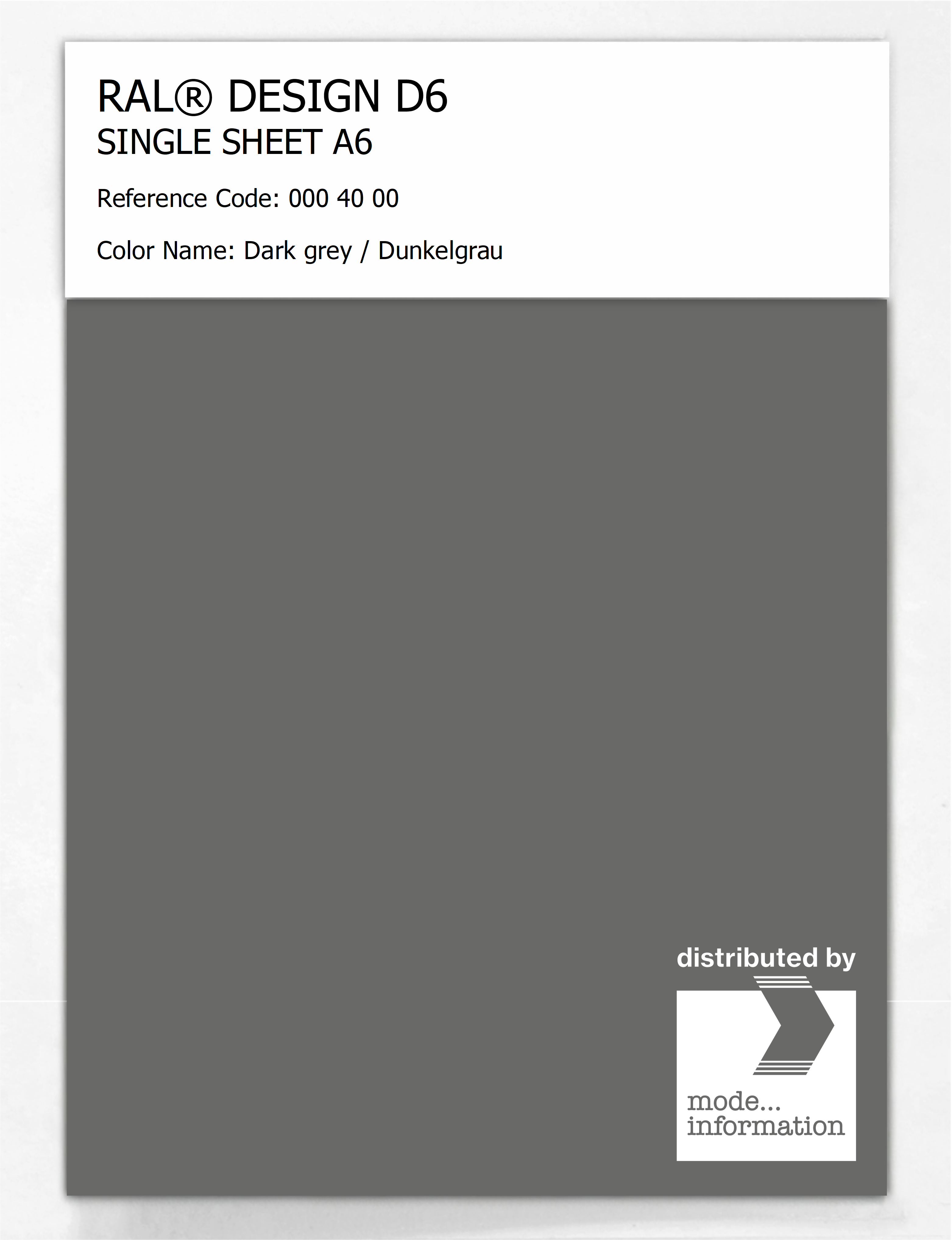 Artikelbild 1 des Artikels “RAL® DESIGN D6 SINGLE SHEET A6 000 40 00 Dark grey / Dunkelgrau “