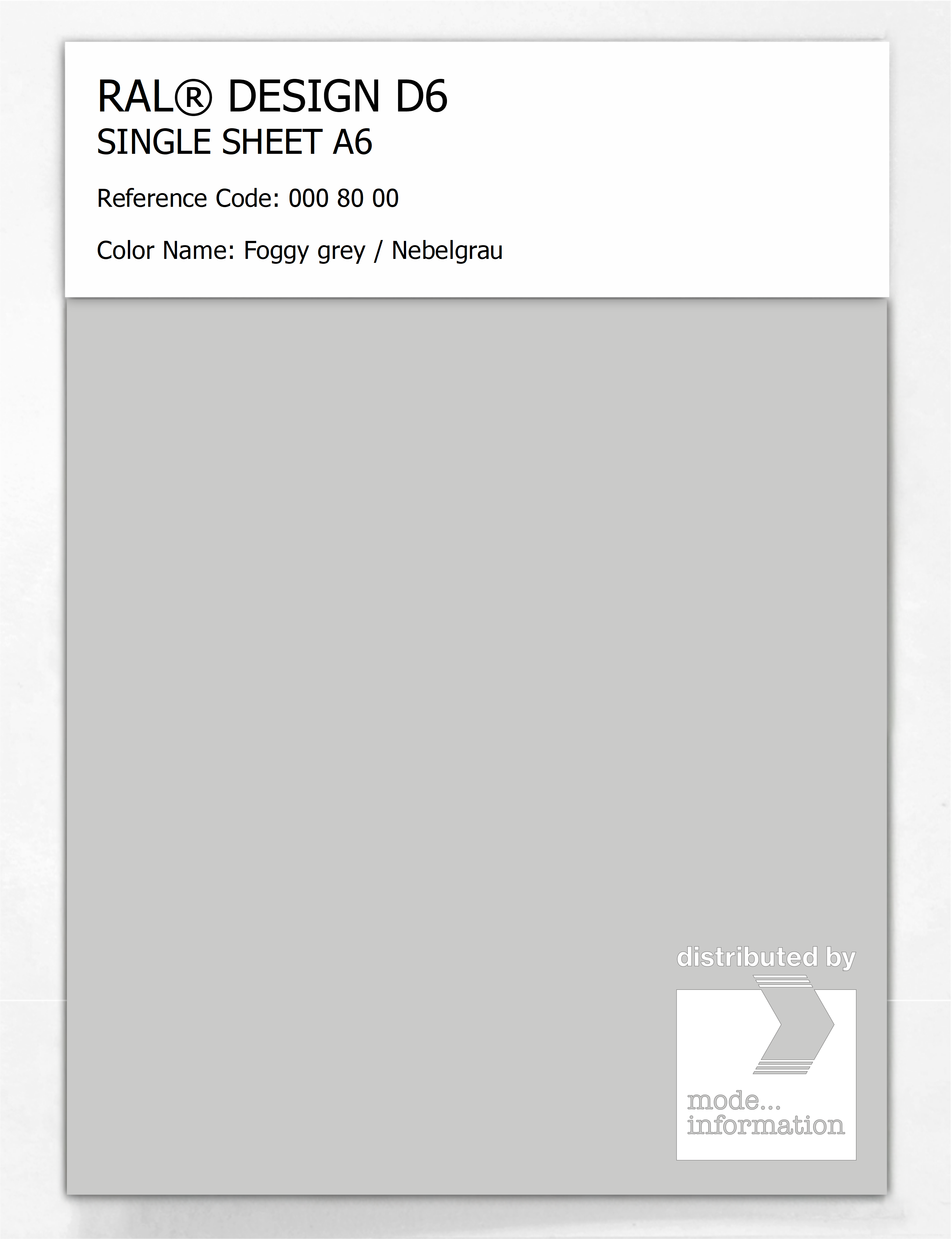 Product image 1 of the product “RAL® DESIGN D6 SINGLE SHEET A6 000 80 00 Foggy grey / Nebelgrau ”