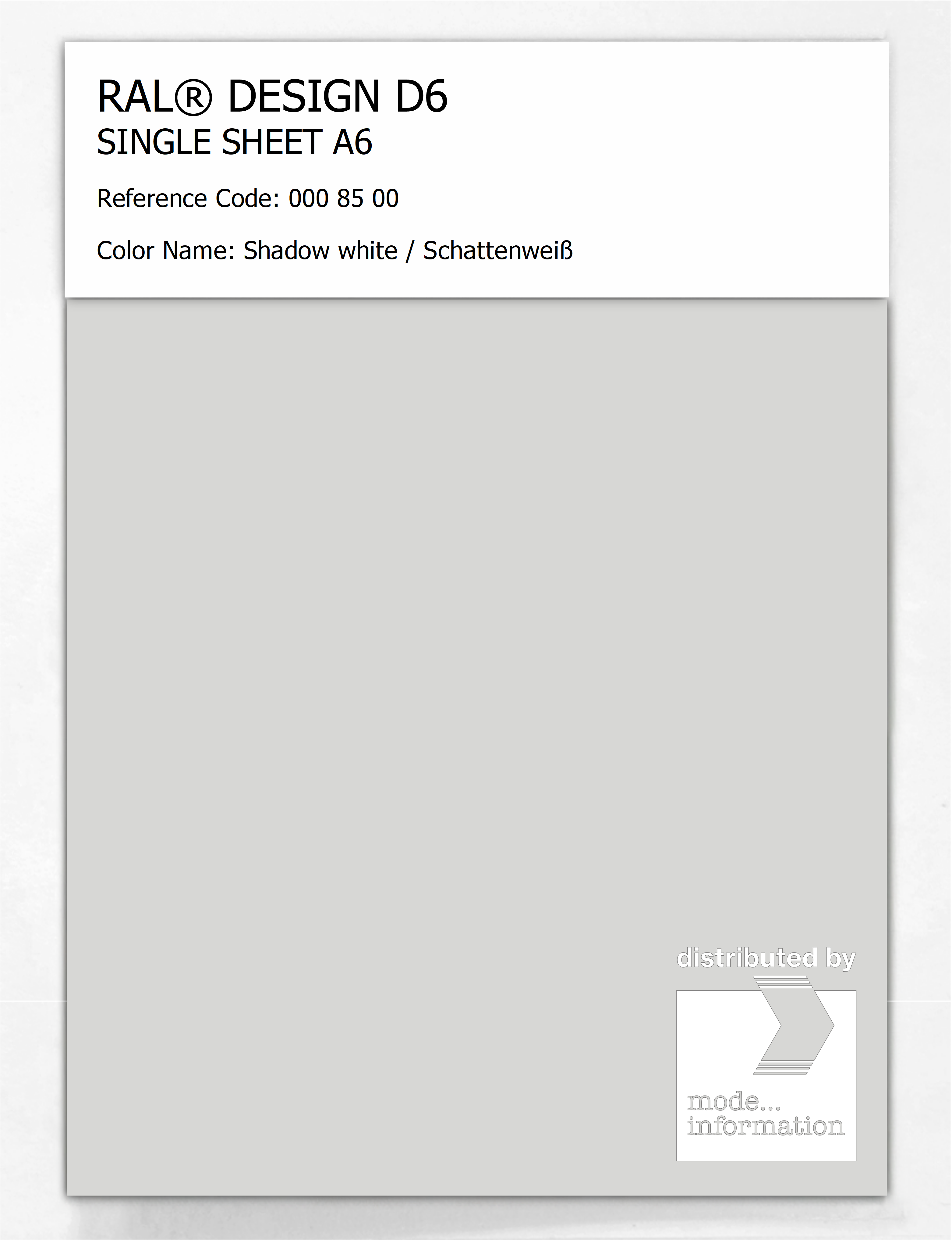 Artikelbild 1 des Artikels “RAL® DESIGN D6 SINGLE SHEET A6 000 85 00 Shadow white / Schattenweiß “