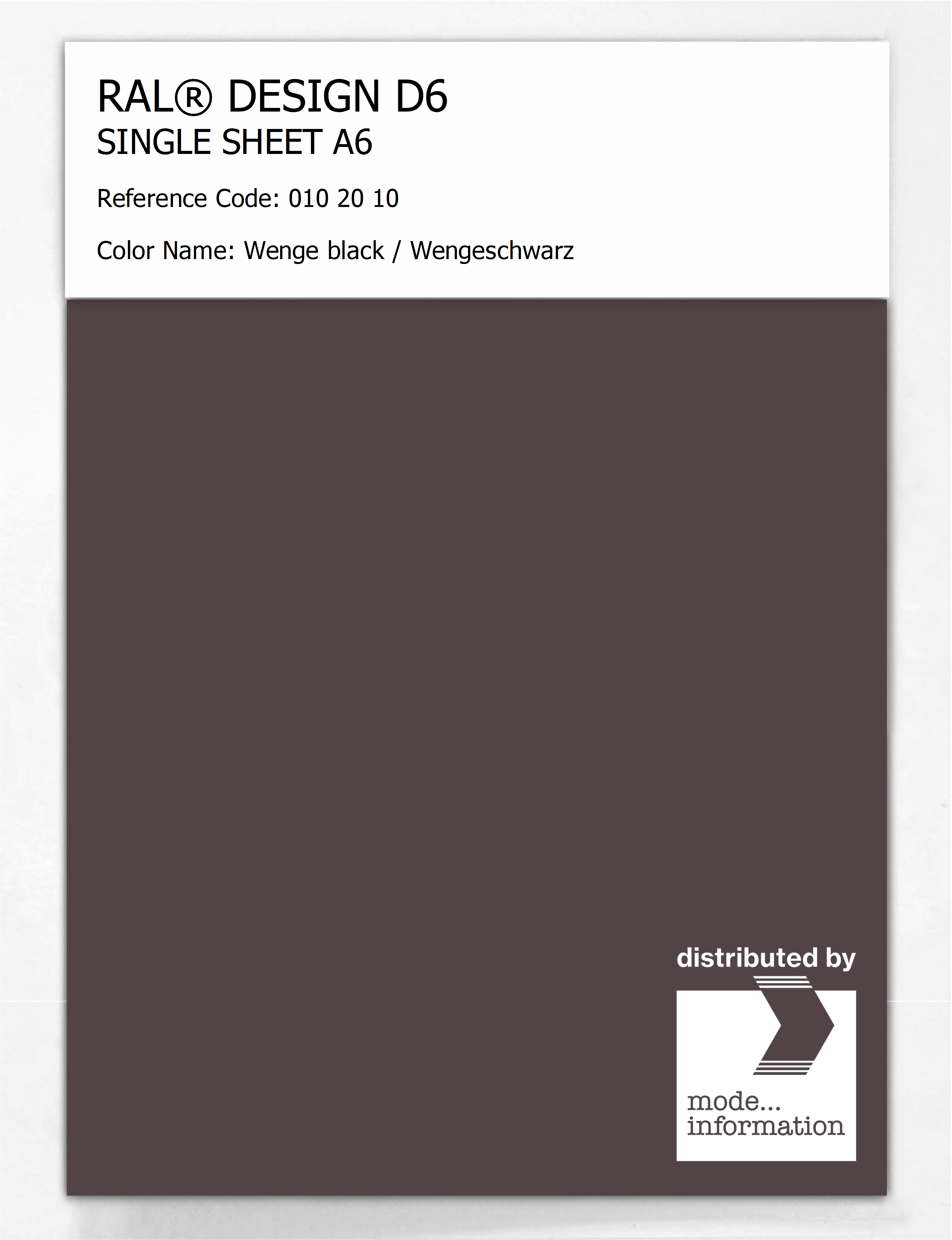 Artikelbild 1 des Artikels “RAL® DESIGN D6 SINGLE SHEET A6 010 20 10 Wenge black / Wengeschwarz “