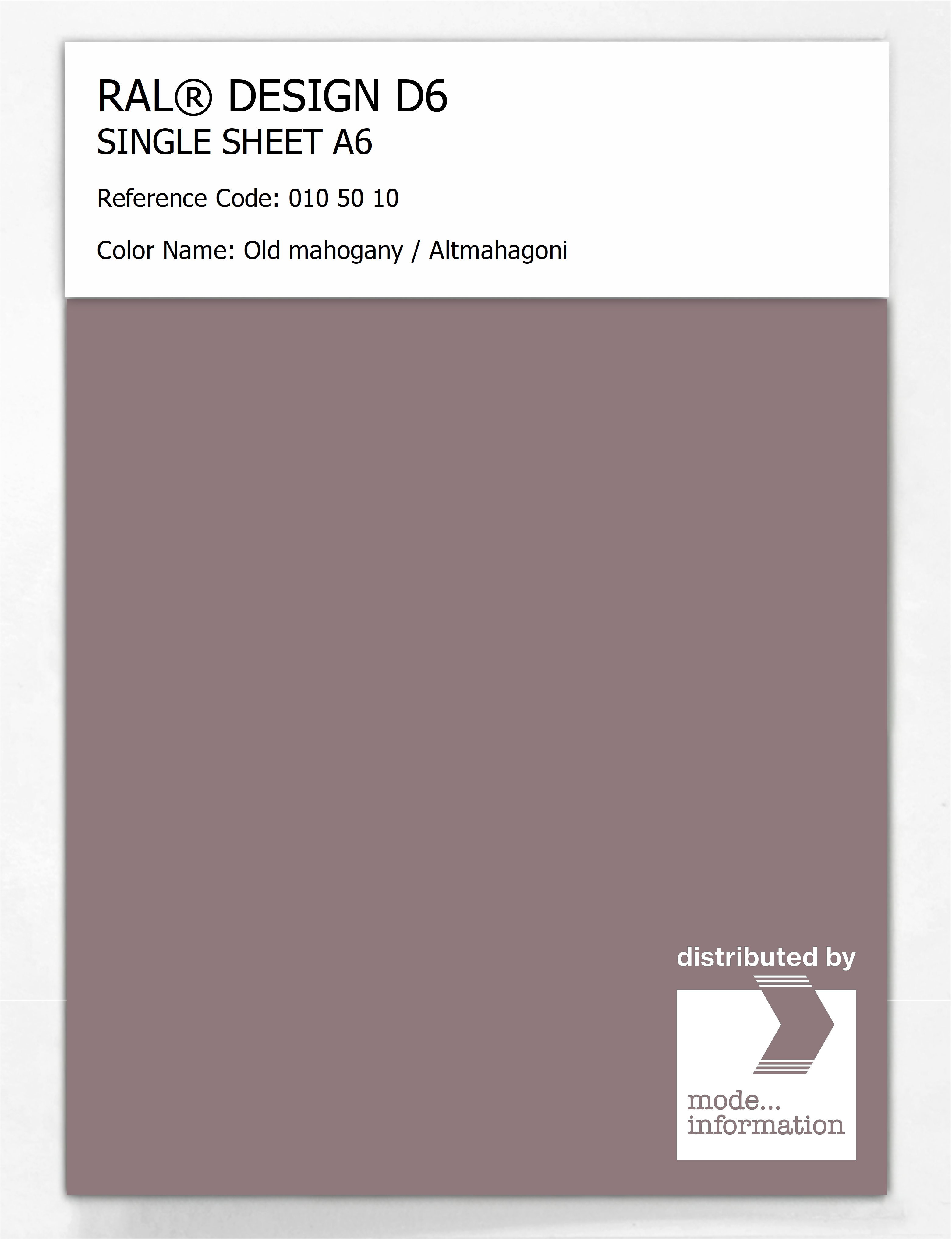 Artikelbild 1 des Artikels “RAL® DESIGN D6 SINGLE SHEET A6 010 50 10 Old mahogany / Altmahagoni “