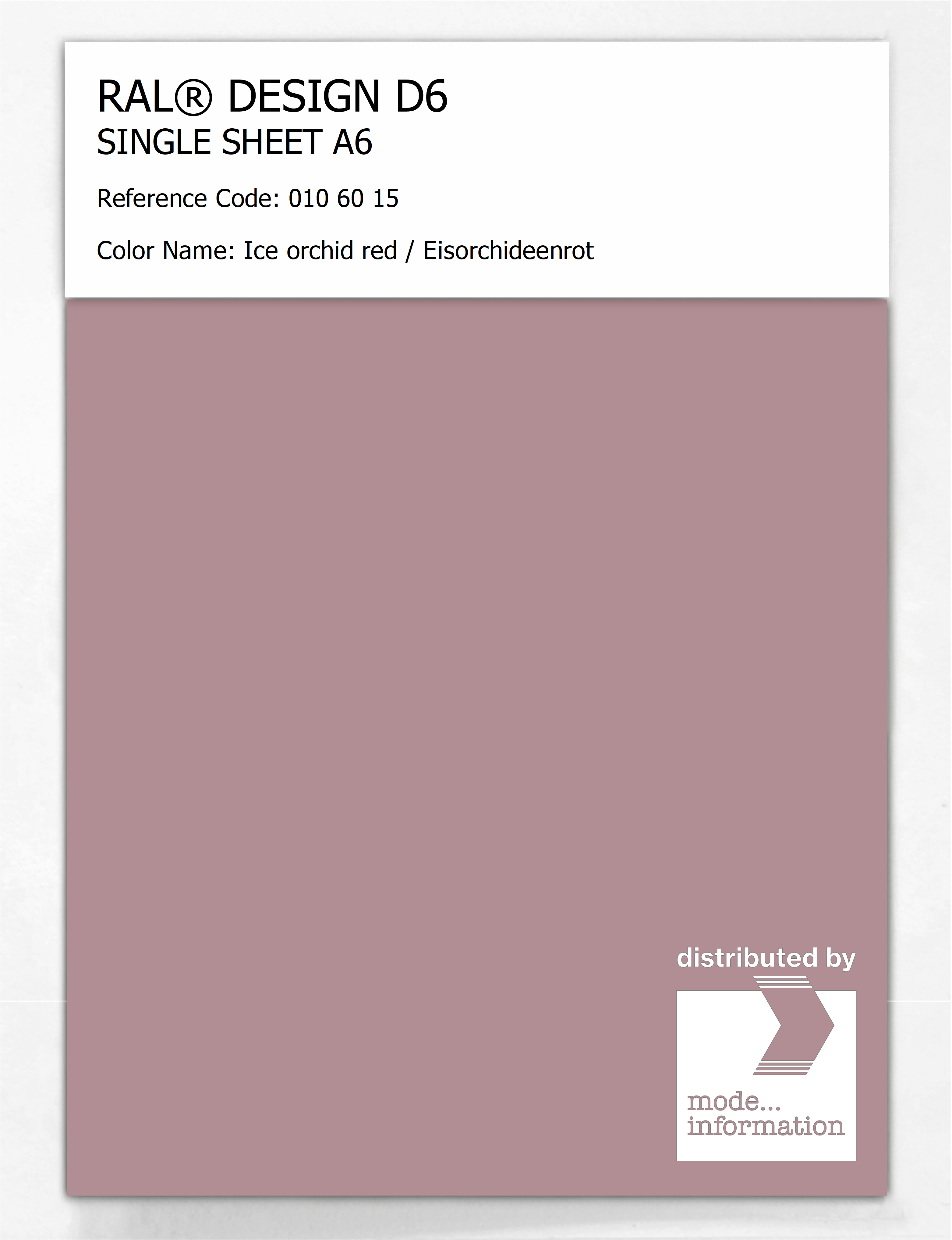 Artikelbild 1 des Artikels “RAL® DESIGN D6 SINGLE SHEET A6 010 60 15 Ice orchid red / Eisorchideenrot “
