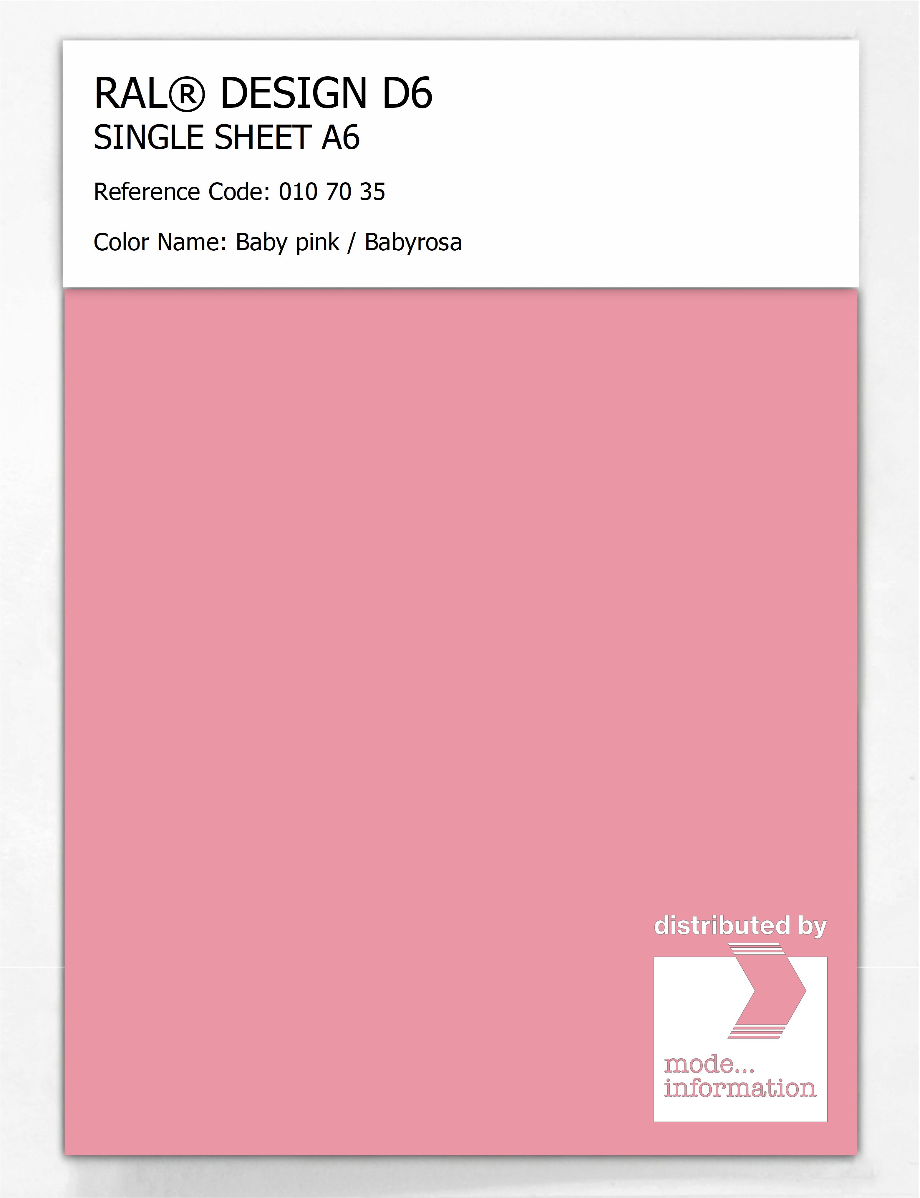 Artikelbild 1 des Artikels “RAL® DESIGN D6 SINGLE SHEET A6 010 70 35 Baby pink / Babyrosa “