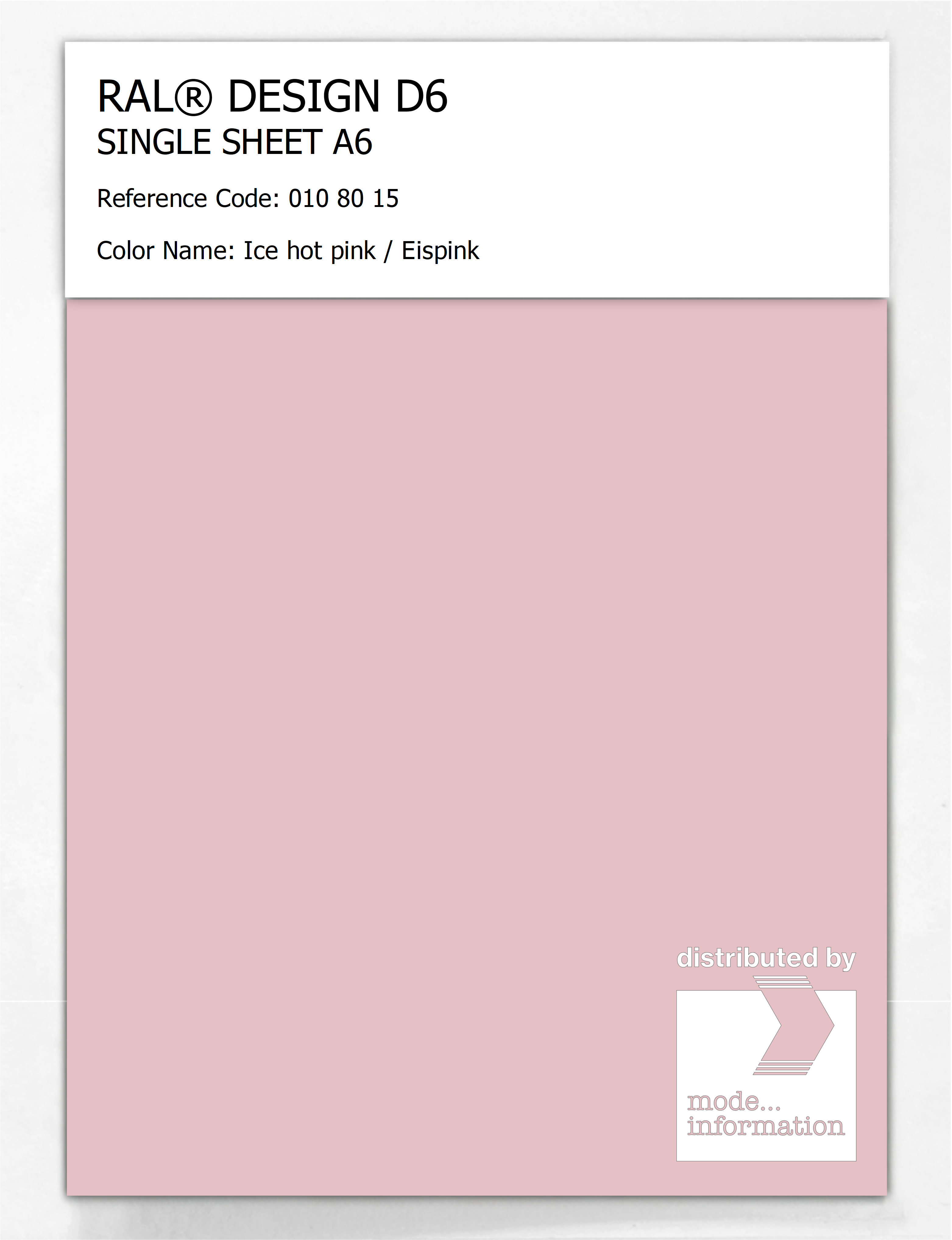Artikelbild 1 des Artikels “RAL® DESIGN D6 SINGLE SHEET A6 010 80 15 Ice hot pink / Eispink “