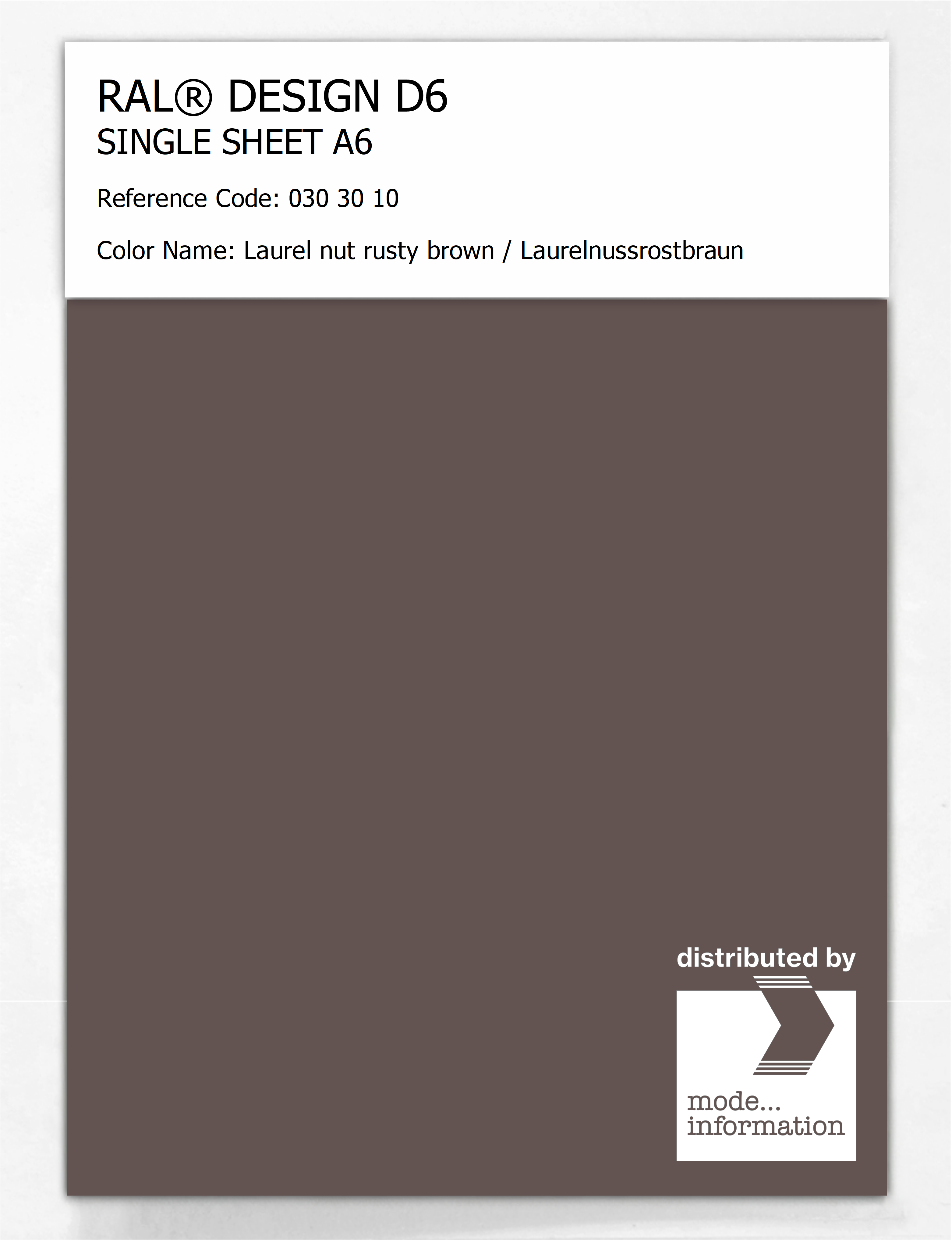 Artikelbild 1 des Artikels “RAL® DESIGN D6 SINGLE SHEET A6 030 30 10 Laurel nut rusty brown / Laurelnussrostbraun “