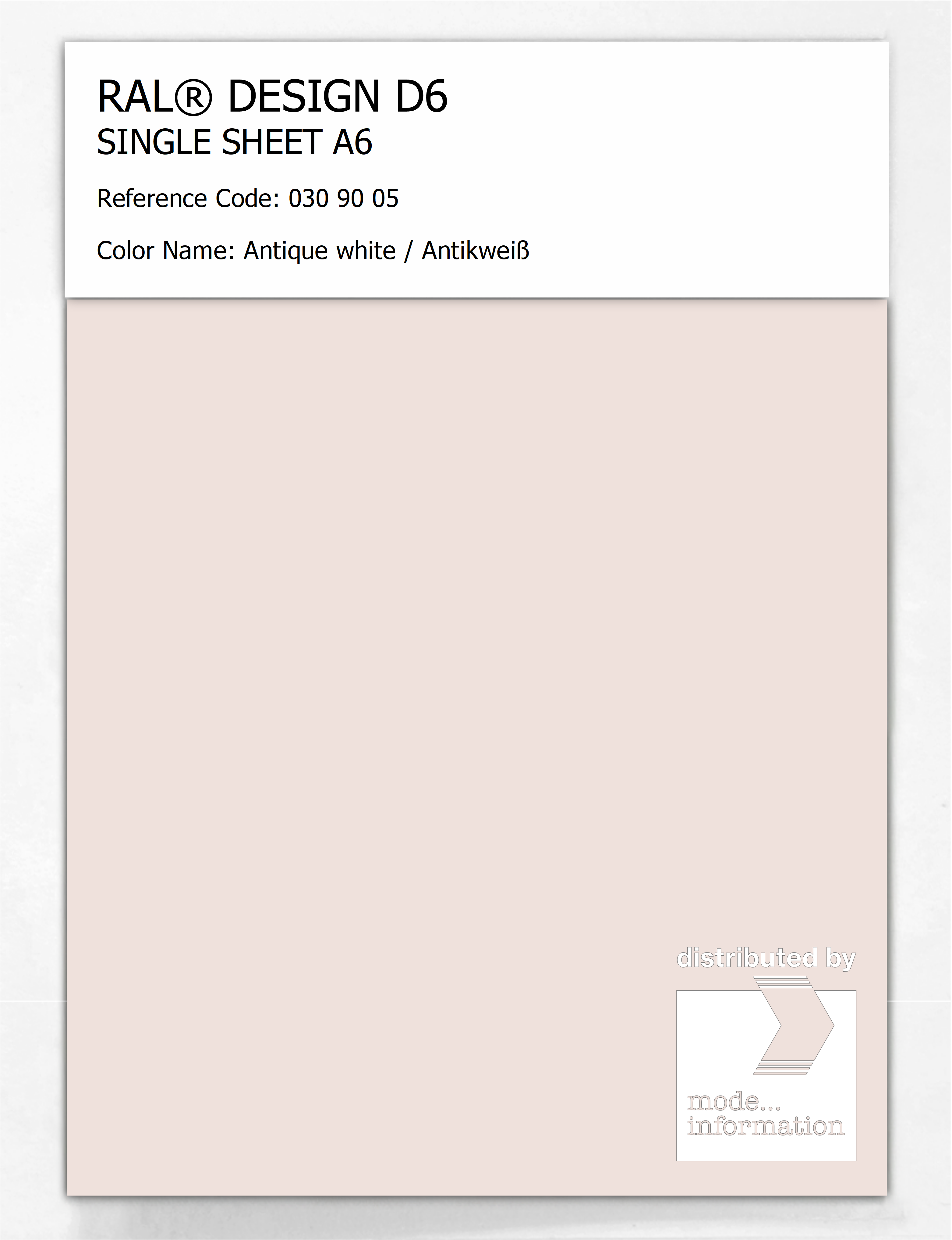Artikelbild 1 des Artikels “RAL® DESIGN D6 SINGLE SHEET A6 030 90 05 Antique white / Antikweiß “