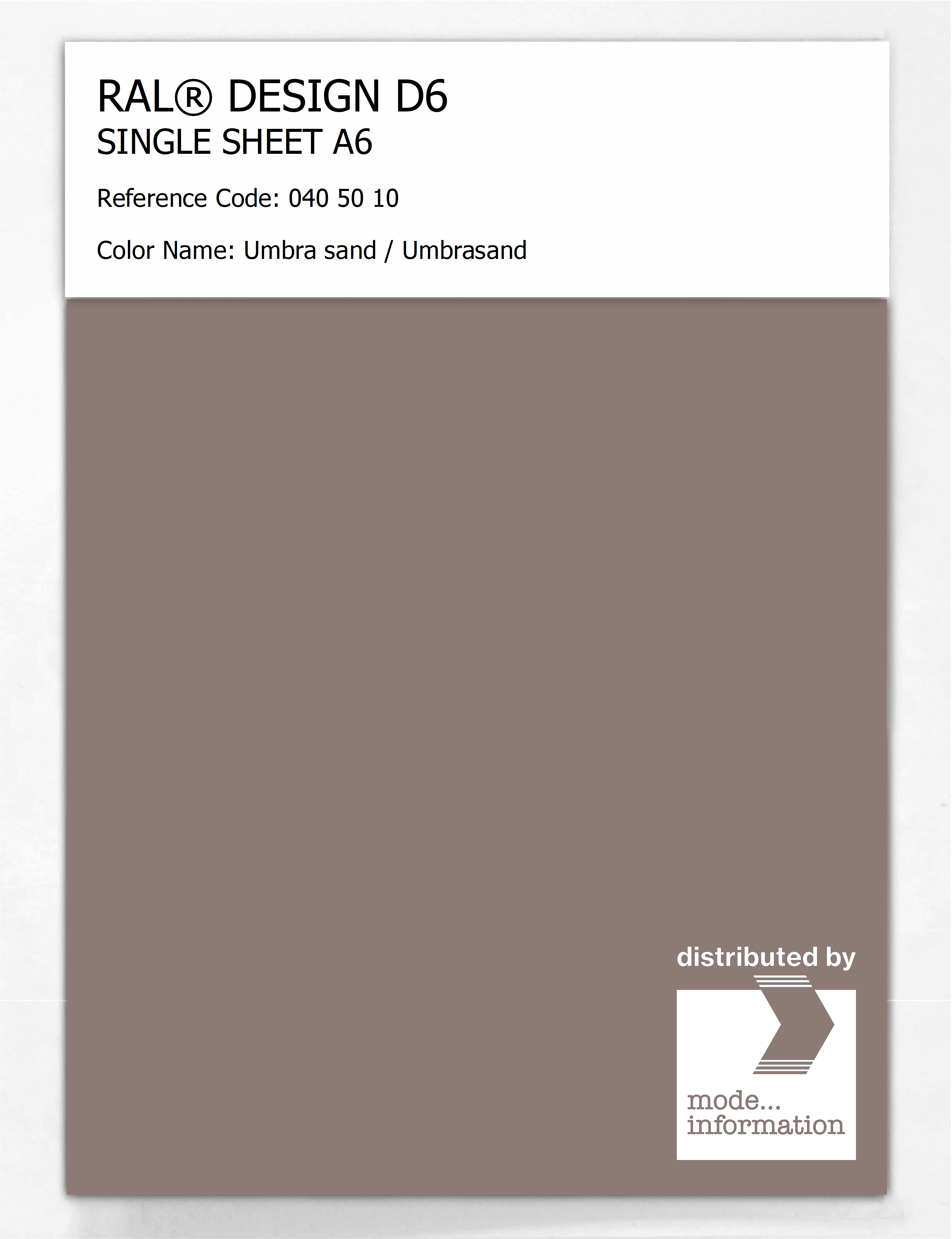 Artikelbild 1 des Artikels “RAL® DESIGN D6 SINGLE SHEET A6 040 50 10 Umbra sand / Umbrasand “