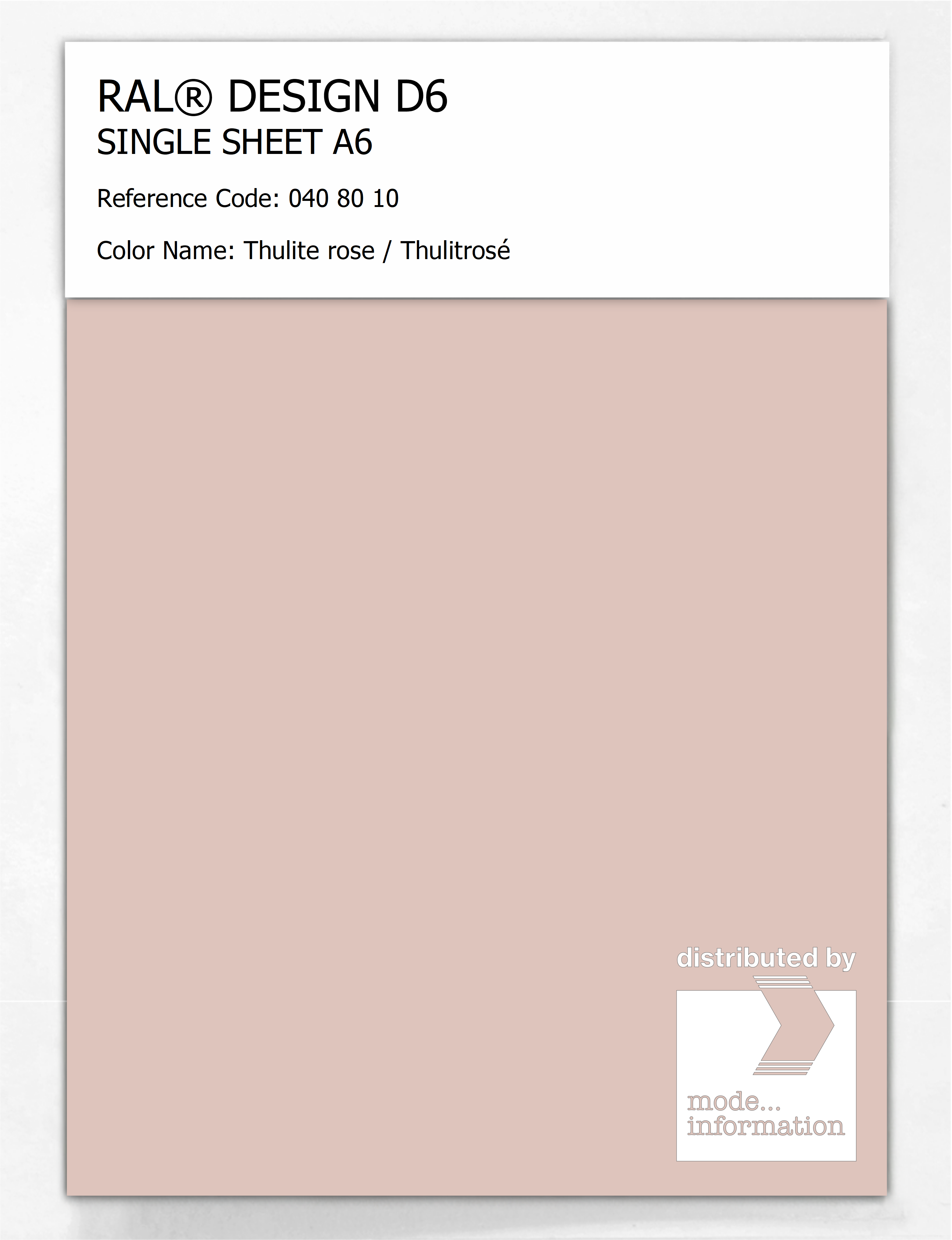 Artikelbild 1 des Artikels “RAL® DESIGN D6 SINGLE SHEET A6 040 80 10 Thulite rose / Thulitrosé “