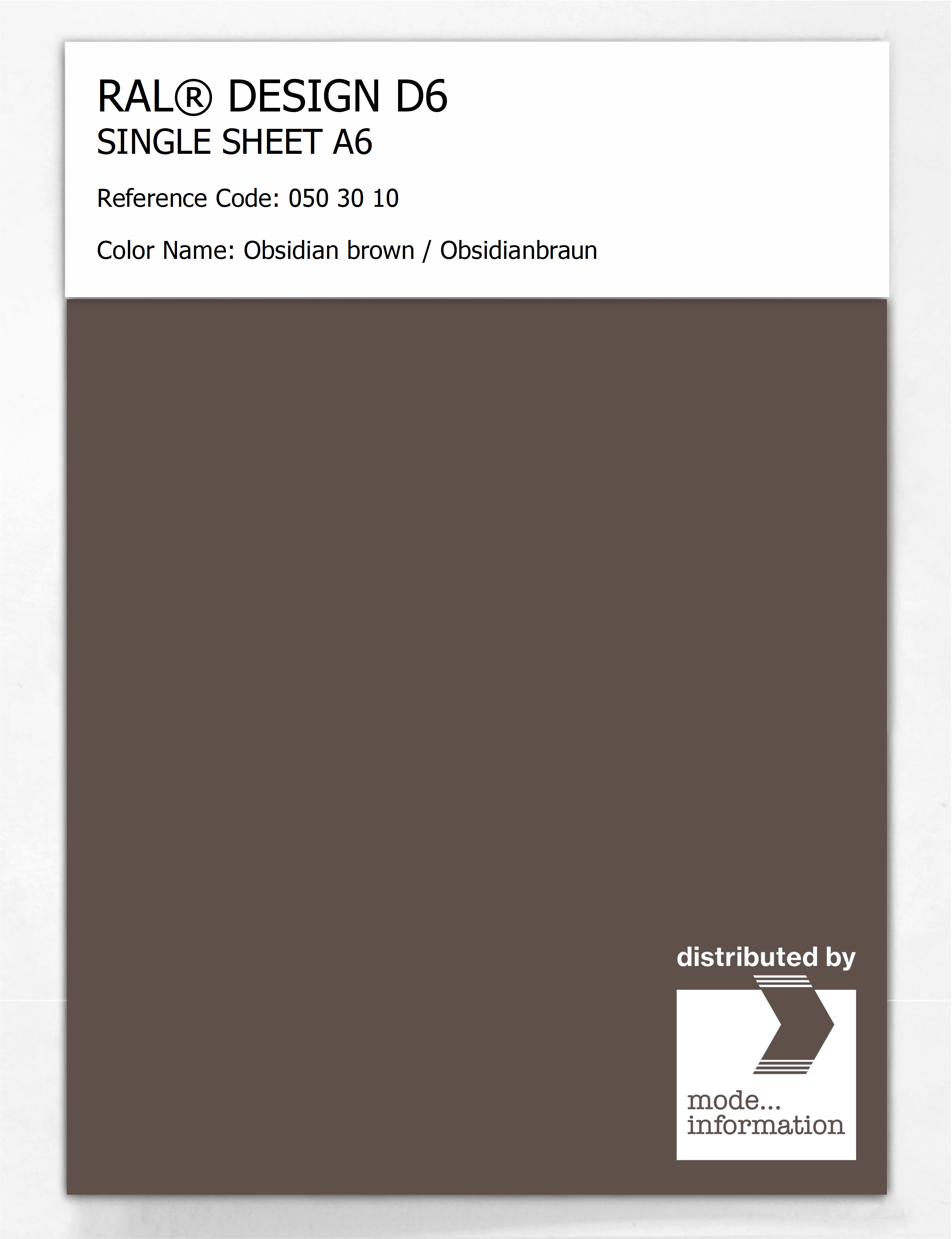 Artikelbild 1 des Artikels “RAL® DESIGN D6 SINGLE SHEET A6 050 30 10 Obsidian brown / Obsidianbraun “