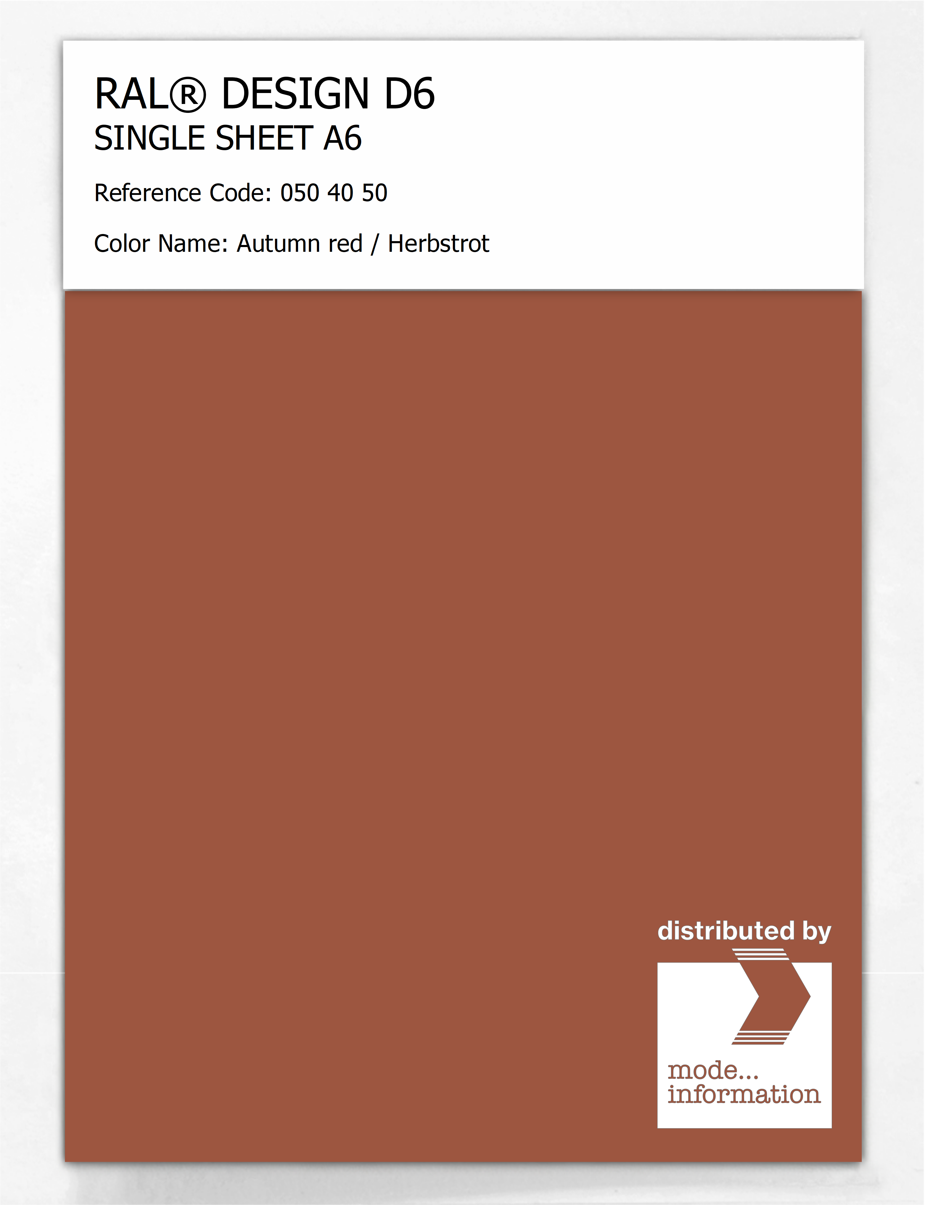 Artikelbild 1 des Artikels “RAL® DESIGN D6 SINGLE SHEET A6 050 40 50 Autumn red / Herbstrot “
