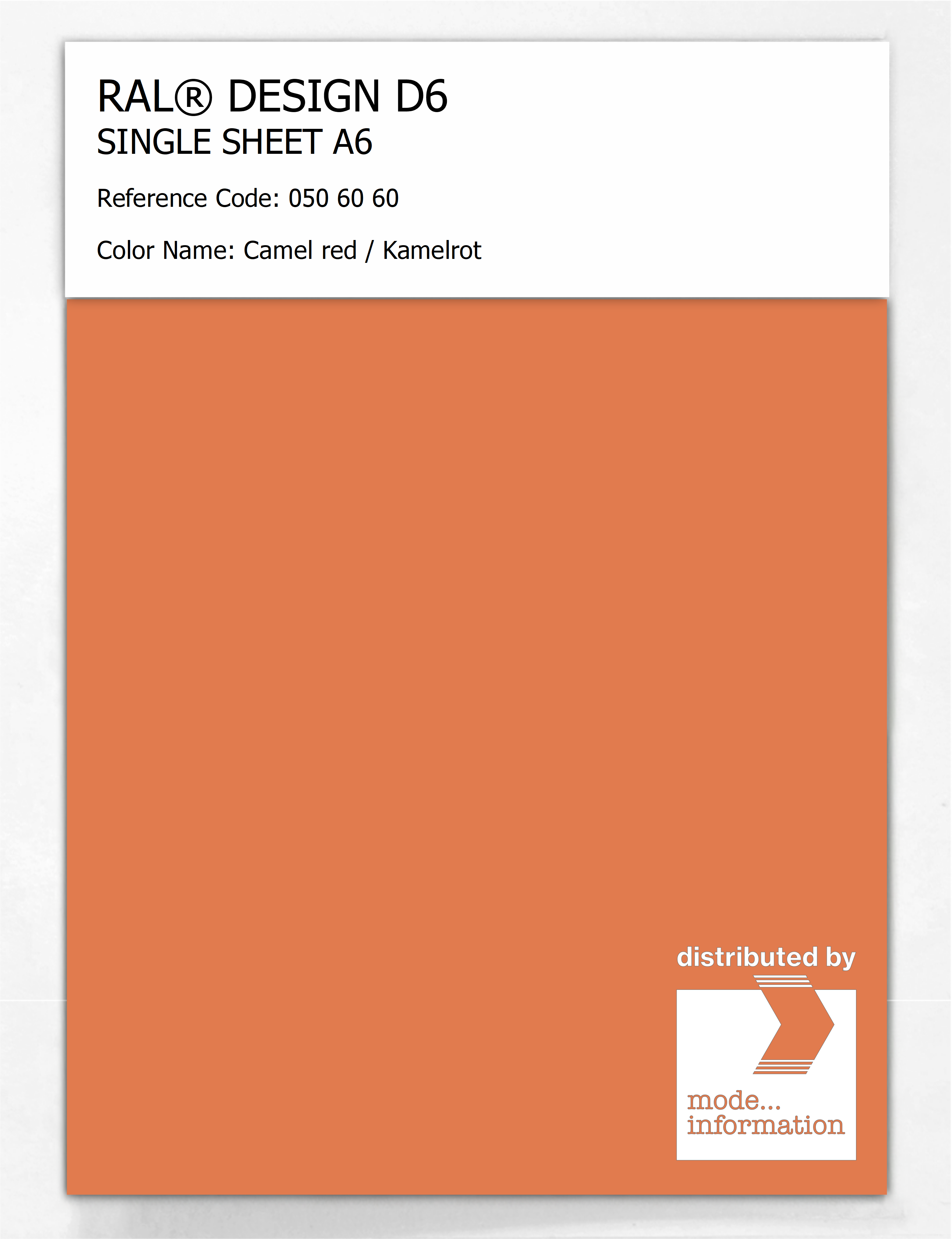 Artikelbild 1 des Artikels “RAL® DESIGN D6 SINGLE SHEET A6 050 60 60 Camel red / Kamelrot “